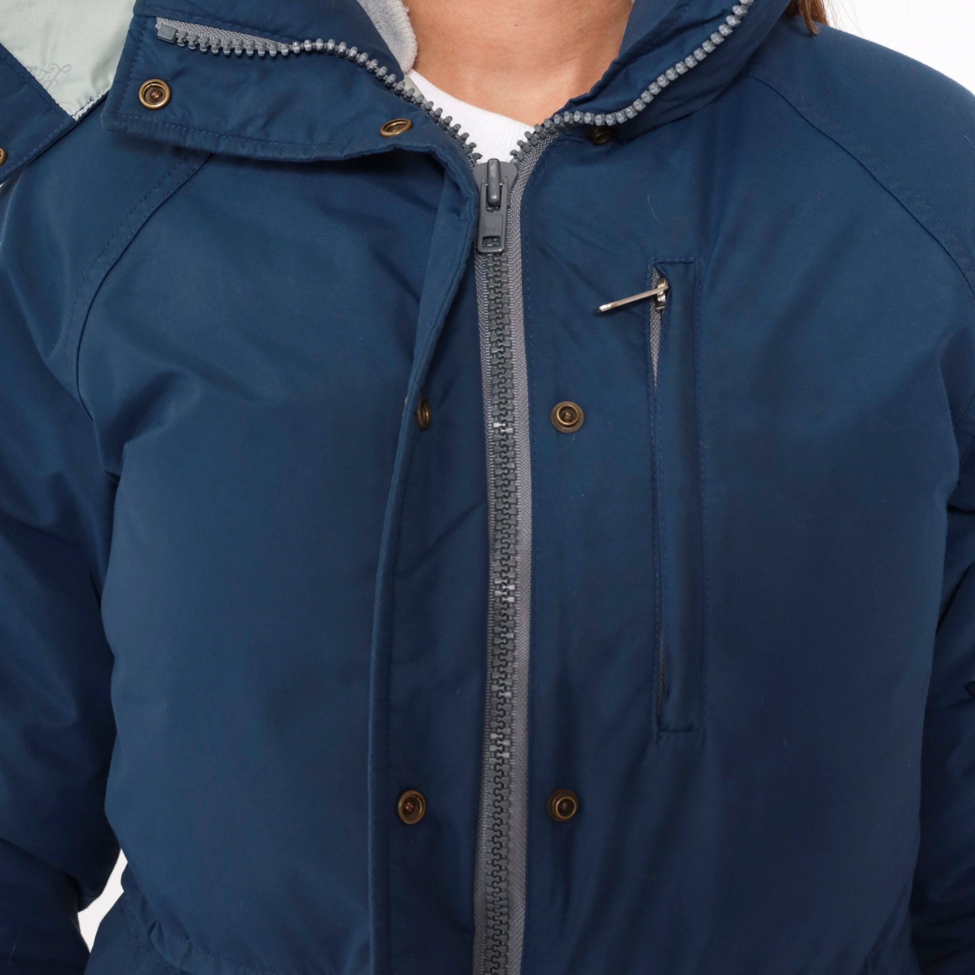 80s LL Bean Blue Goretex Down Puffer Ski Jacket Hood Small S
