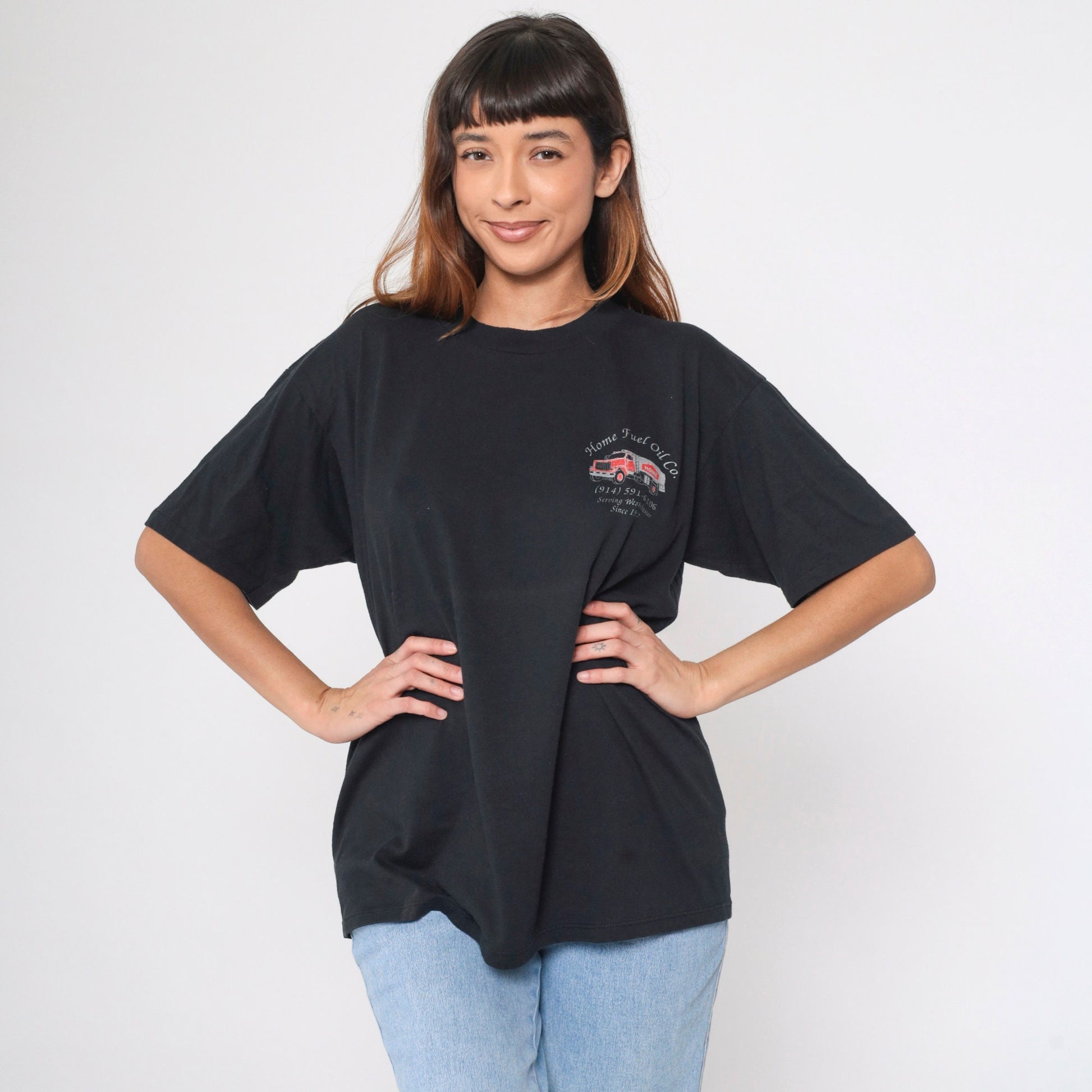 90s Home Fuel Oil Company Graphic T-Shirt Black Extra Large XL
