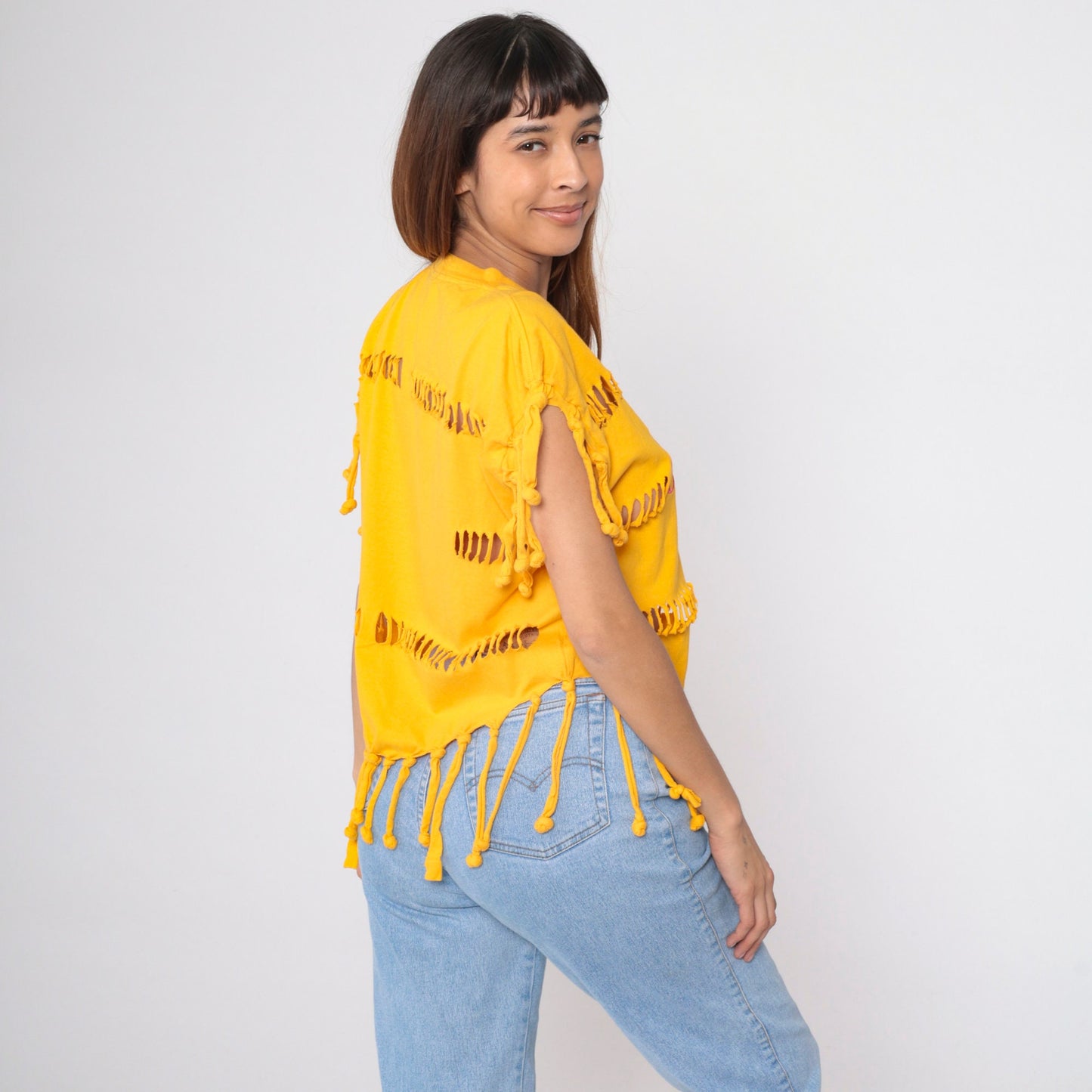 90s Bahamas Nassau Turtle Cutout T-Shirt Yellow Graphic Tee Medium