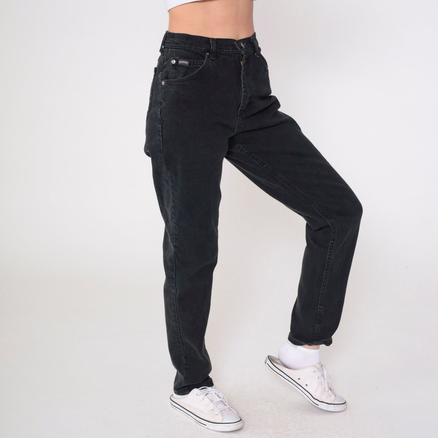 90s Riders Black High-Rise Tapered Jeans Y2K Denim Small 6