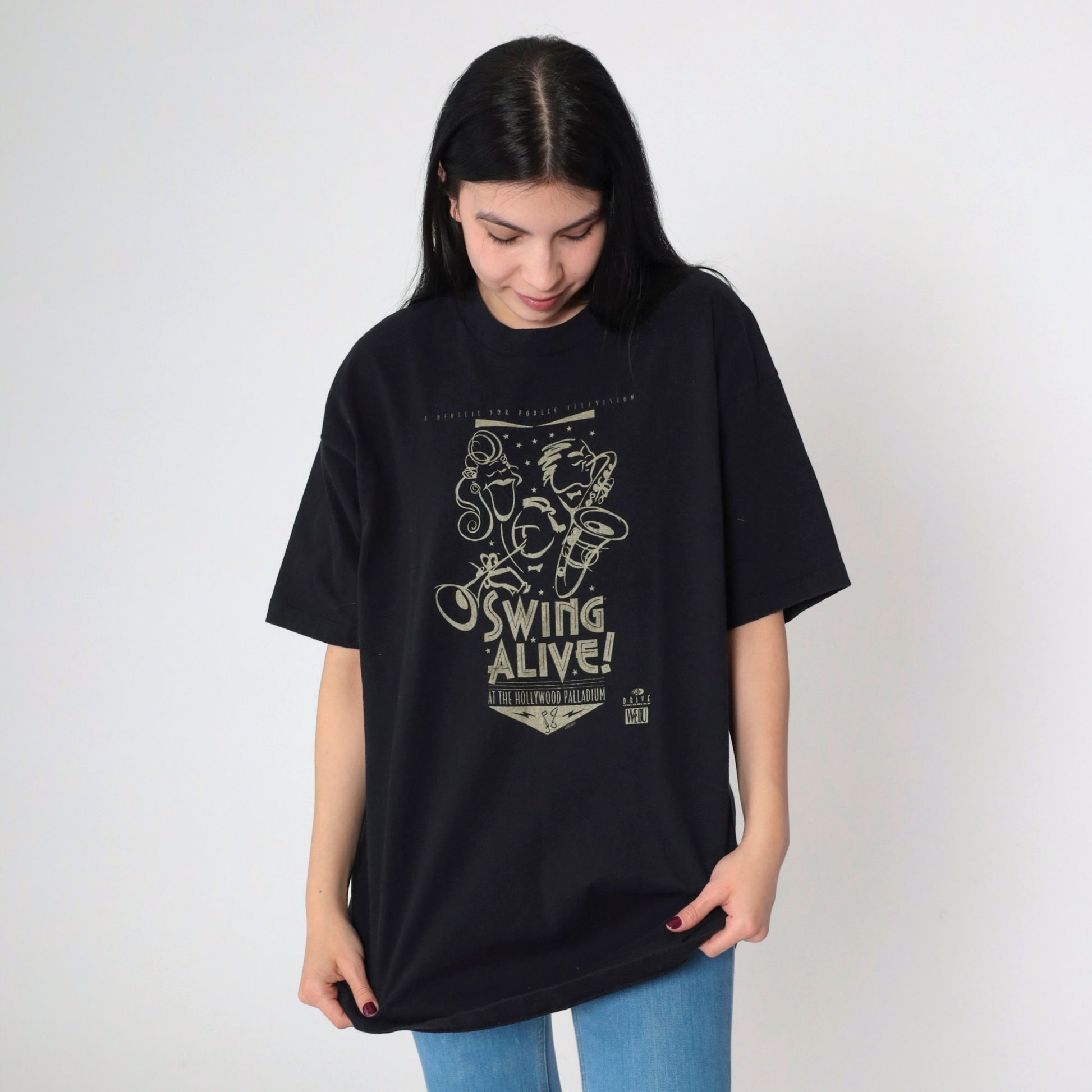 1996 Swing Alive! Hollywood Palladium Benefit T-Shirt Black Graphic Tee Extra Large