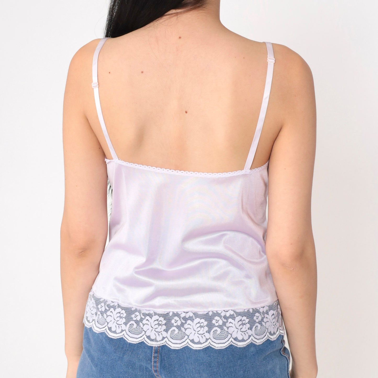 80s Maidenform Lavender Lace Camisole Sheer Neckline Small