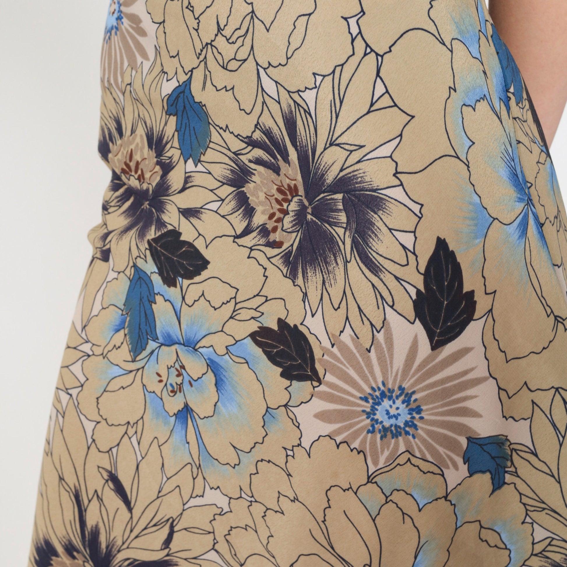 Y2K Dark Blue Denim Floral High-Low Midi Sundress Empire Waist Extra Small