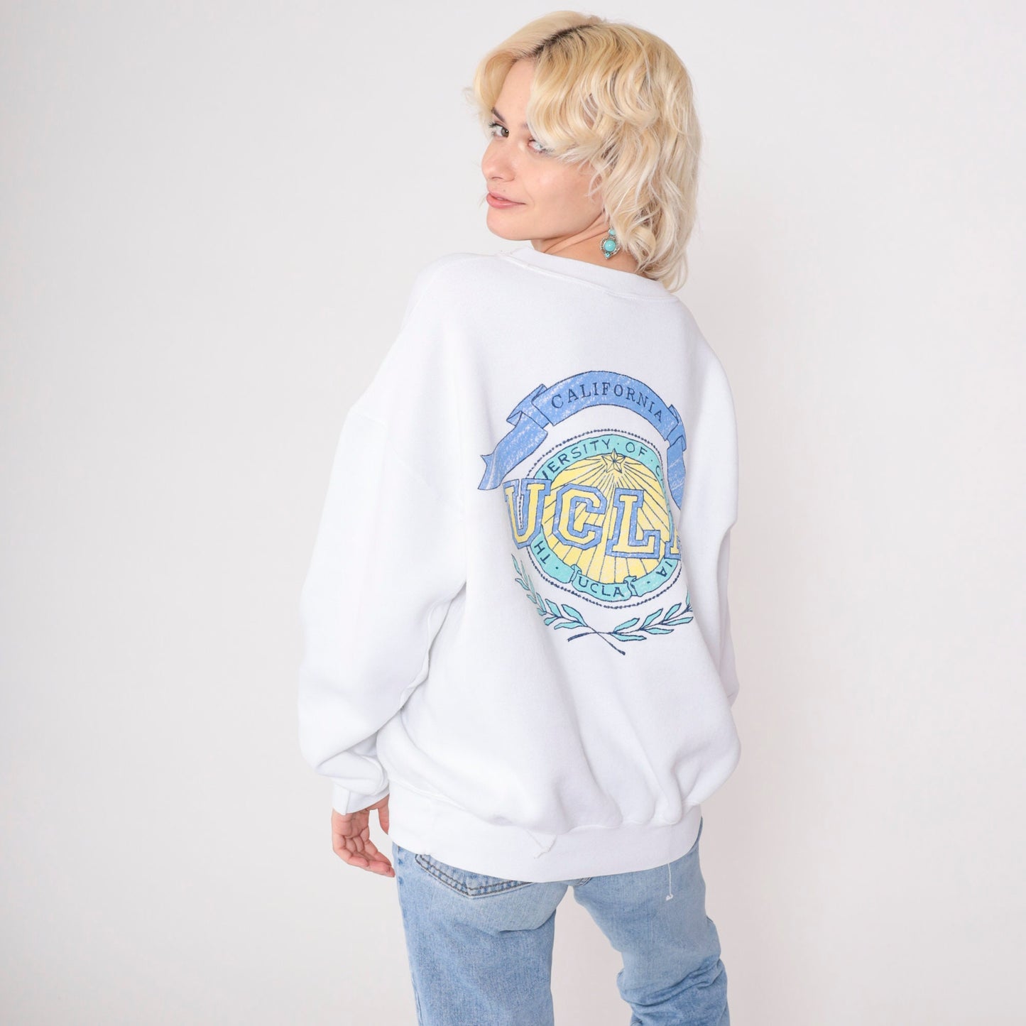 90s UCLA Graphic Sweatshirt White Crewneck College Sweatshirt Extra Large XXL