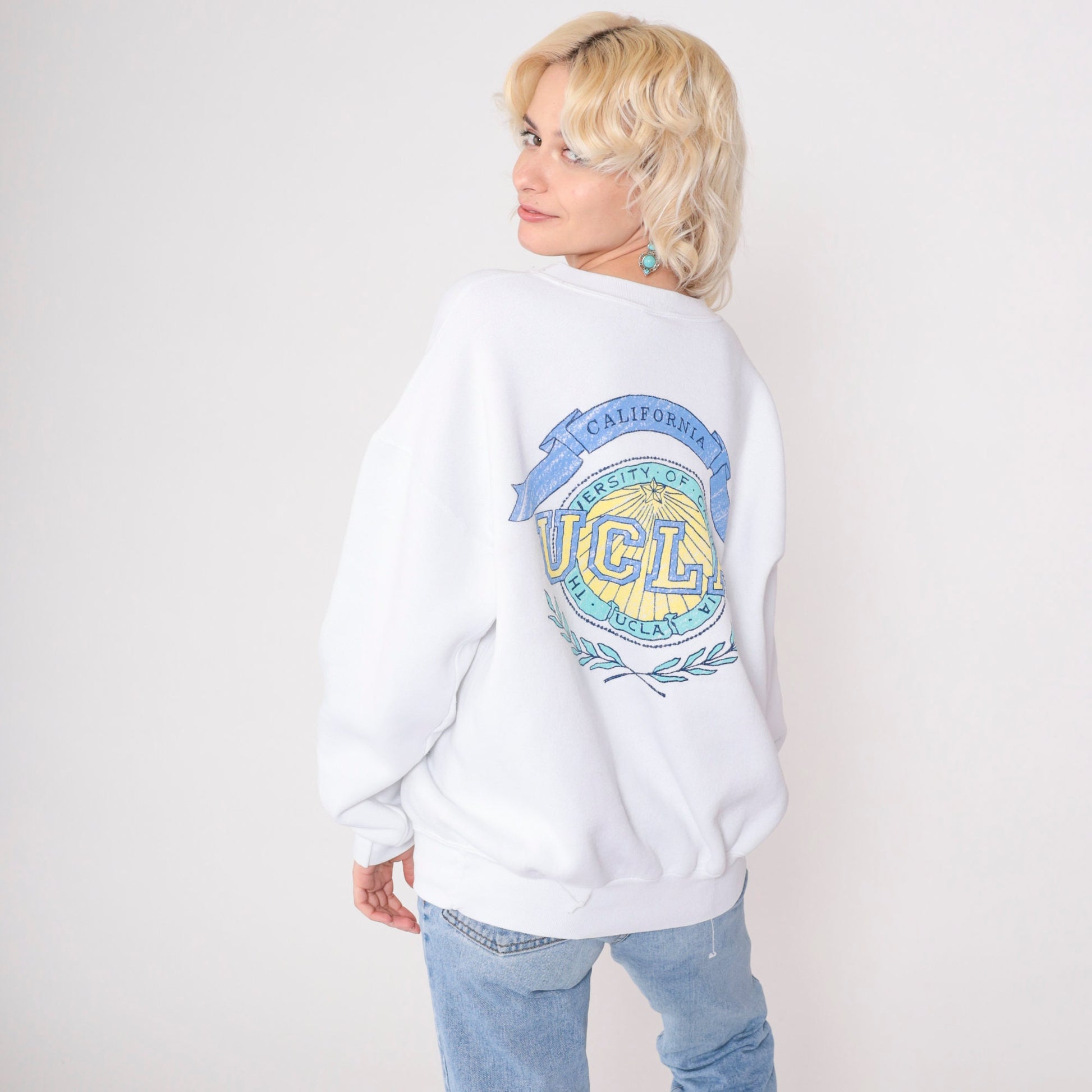 90s UCLA Graphic Sweatshirt White Crewneck College Sweatshirt Extra Large XXL