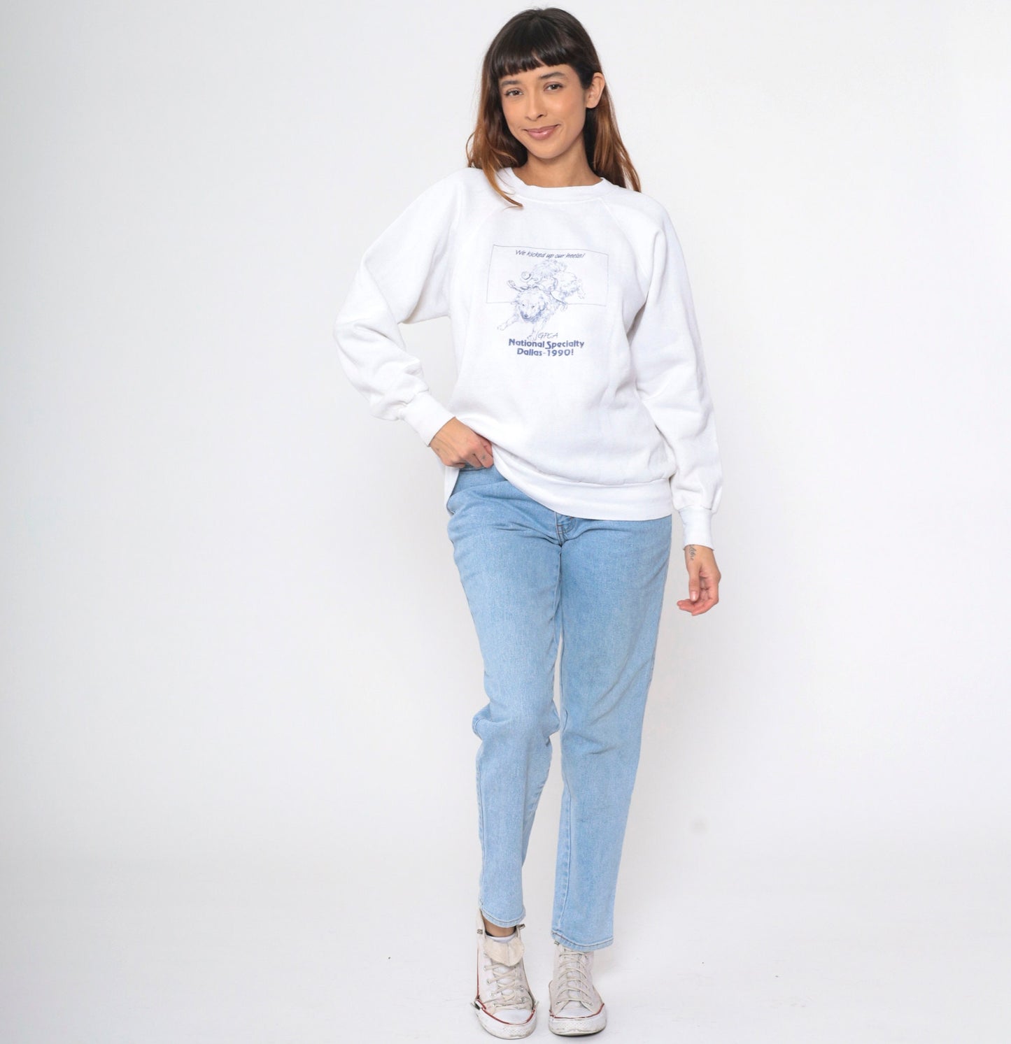 90s GPCA Great Pyrenees Club America Dallas 1990 Sweatshirt White Raglan Large