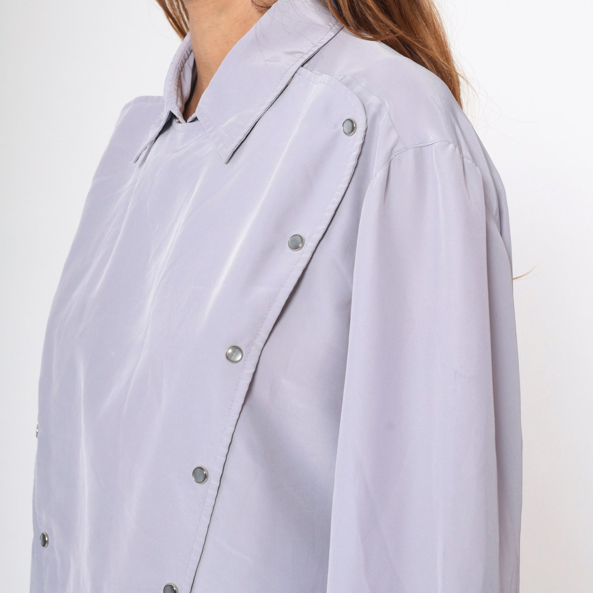 90s Grey Pearl Snap Chef's Jacket Double Breasted Workwear Extra Large XL