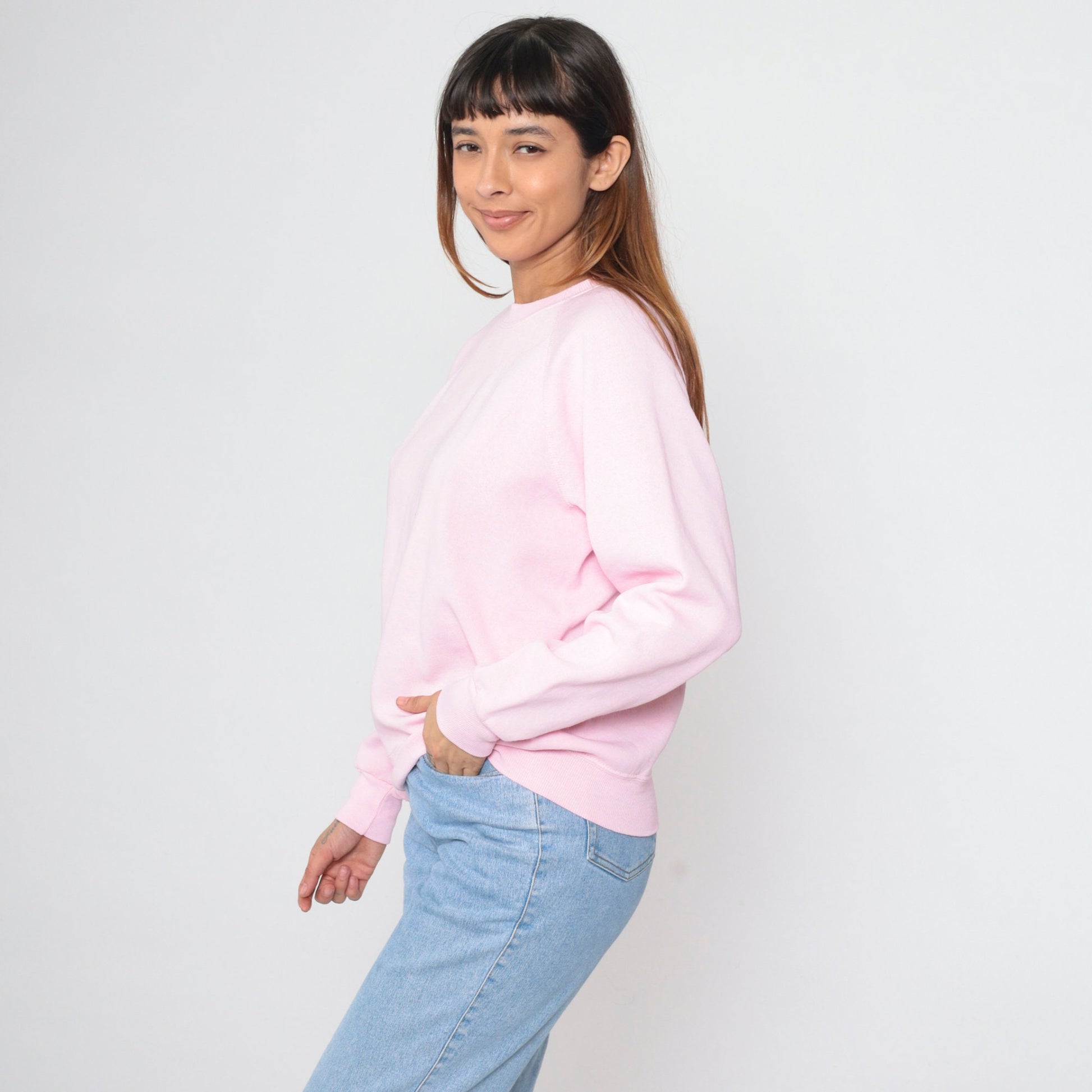 80s Lee Baby Pink Raglan Sweatshirt Crewneck Slouchy Medium