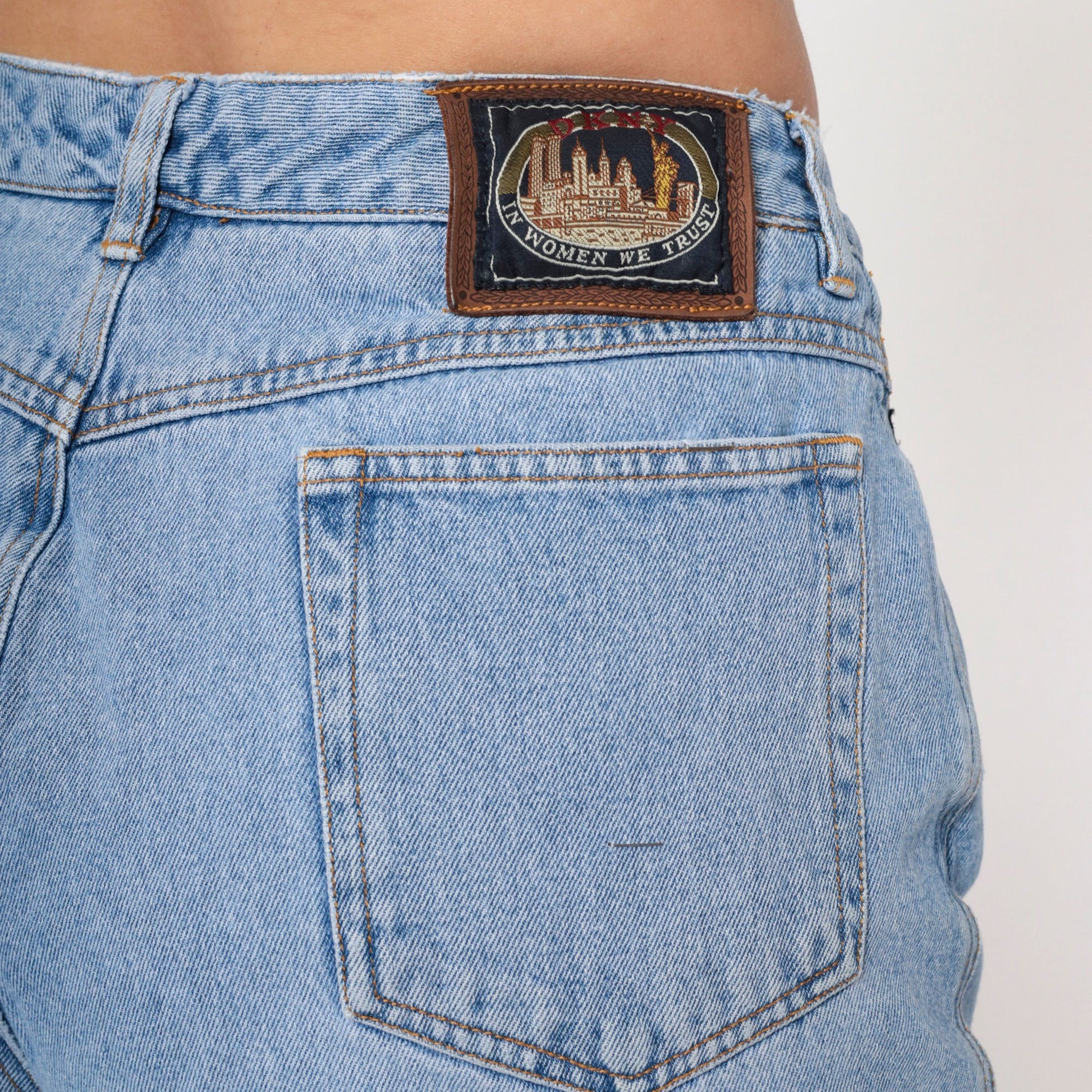 90s DKNY In Women We Trust High Waisted Mom Jeans Blue Tapered Large 12