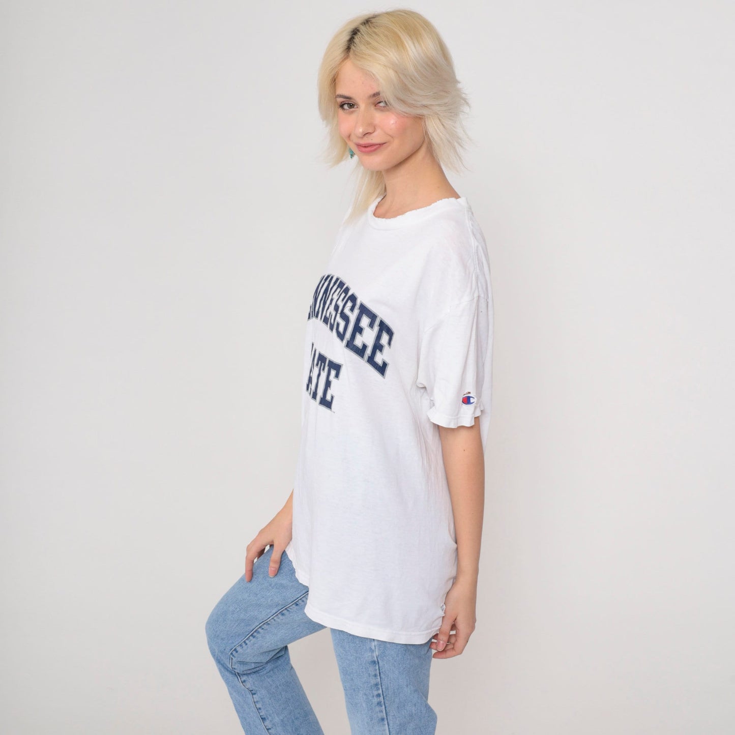 90s Tennessee State University Champion T-Shirt White Graphic Large
