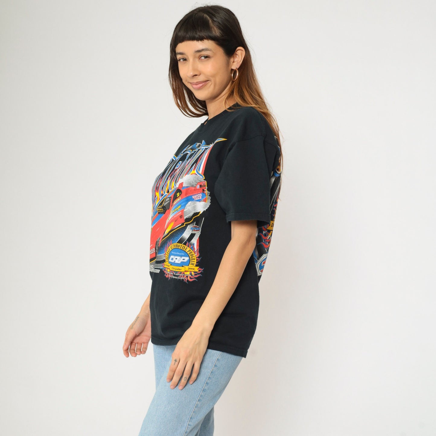 00s Bobby Martin CAP Racing Drag Car Graphic T-Shirt Black Large