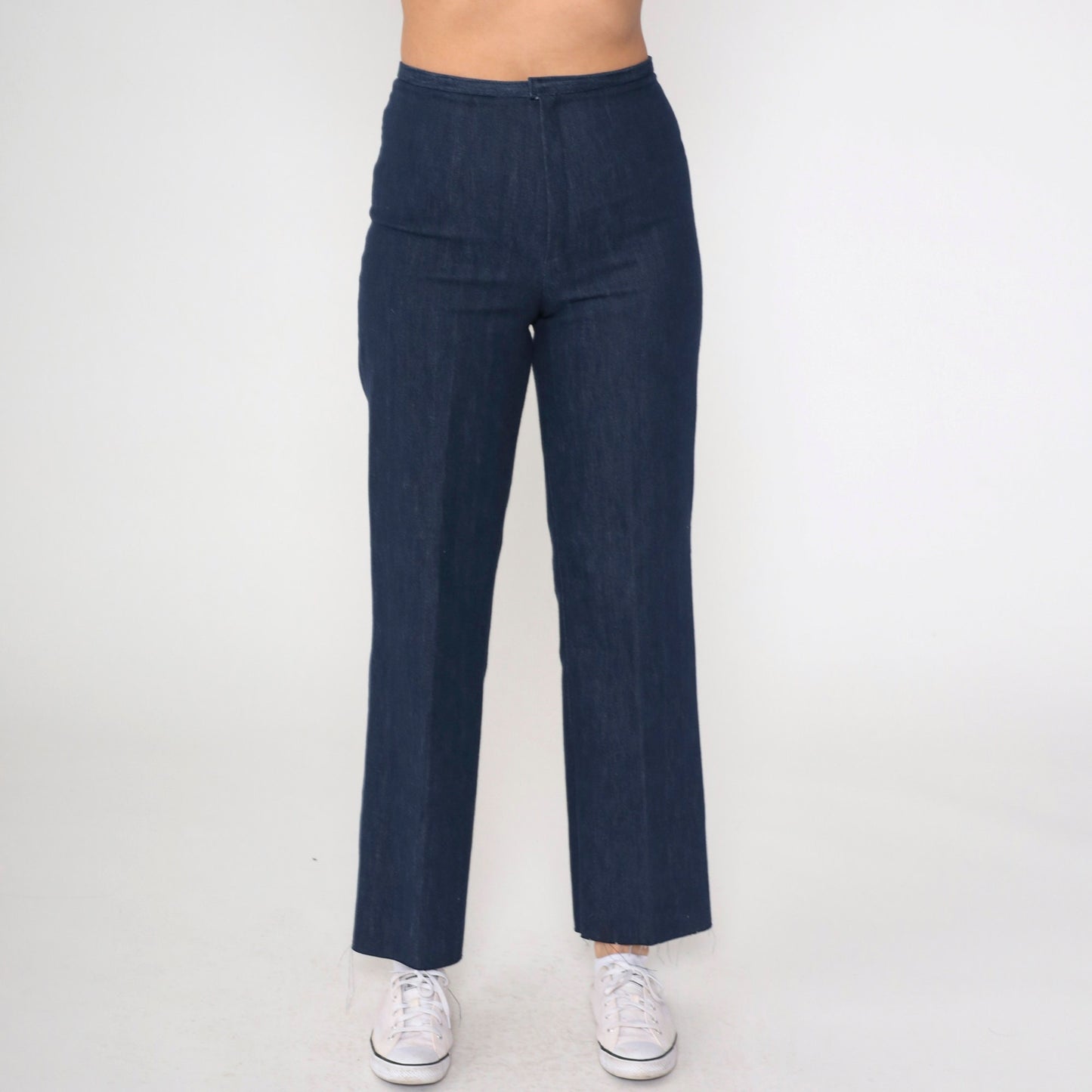 80s Dark Wash Straight Leg Jeans High Rise Embroidered Hearts CR Small S