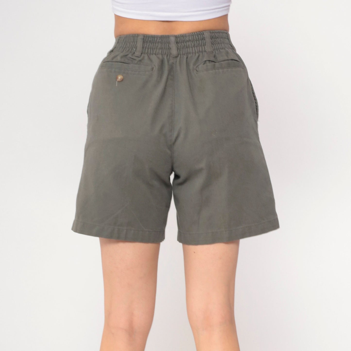 00s Taupe High-Waisted Trouser Shorts Cotton Blend W32 Medium