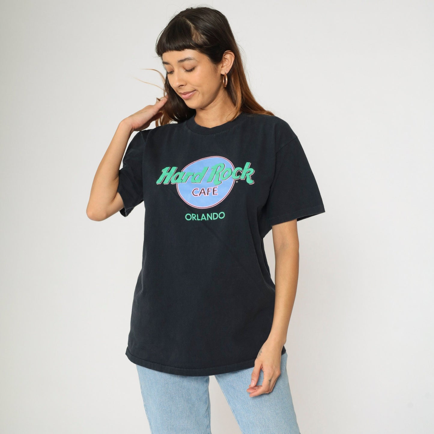 90s Hard Rock Cafe Orlando Florida Graphic T-Shirt Black Cotton Large
