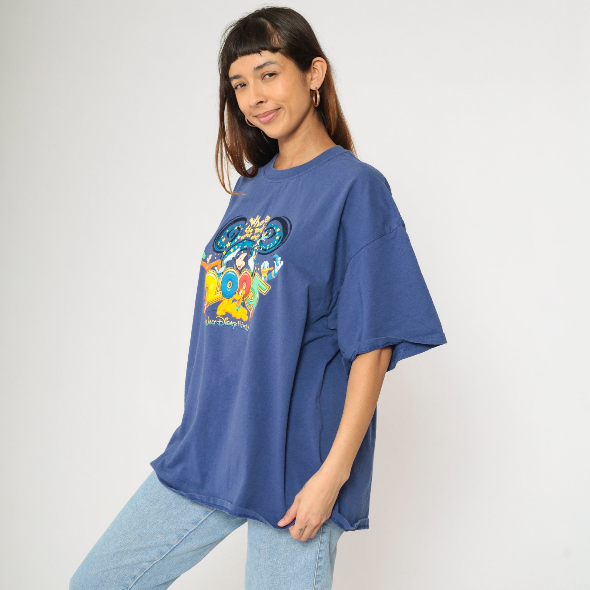 00s Walt Disney World Mickey Mouse Goofy Donald Duck Pluto Graphic Tee Blue Extra Extra Large XXL