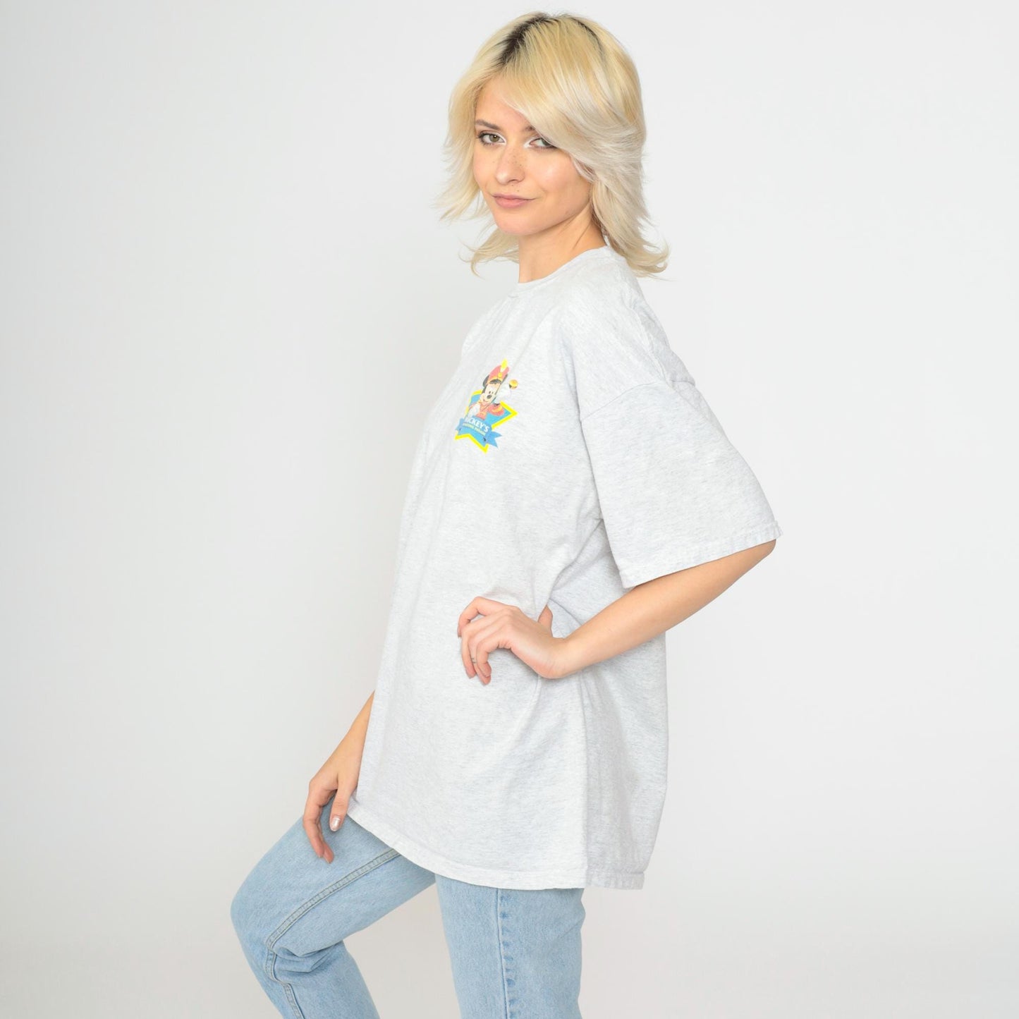 90s Mickey's Hometown Parade Tour 1999 Disney Graphic Tee Heather Grey Extra Large XL