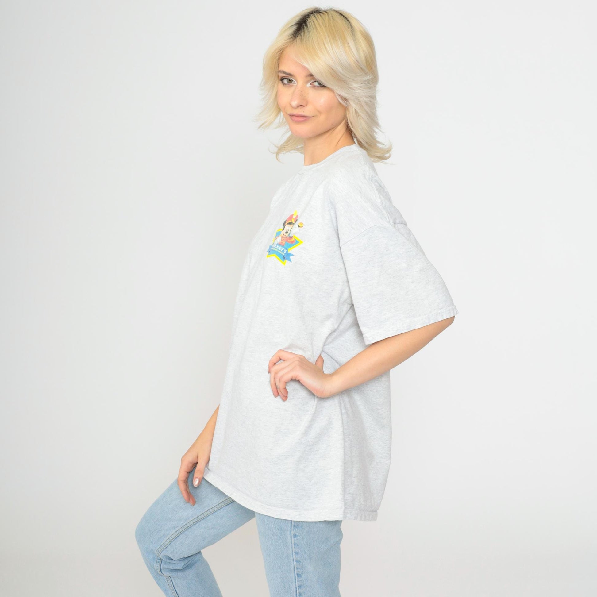90s Mickey's Hometown Parade Tour 1999 Disney Graphic Tee Heather Grey Extra Large XL