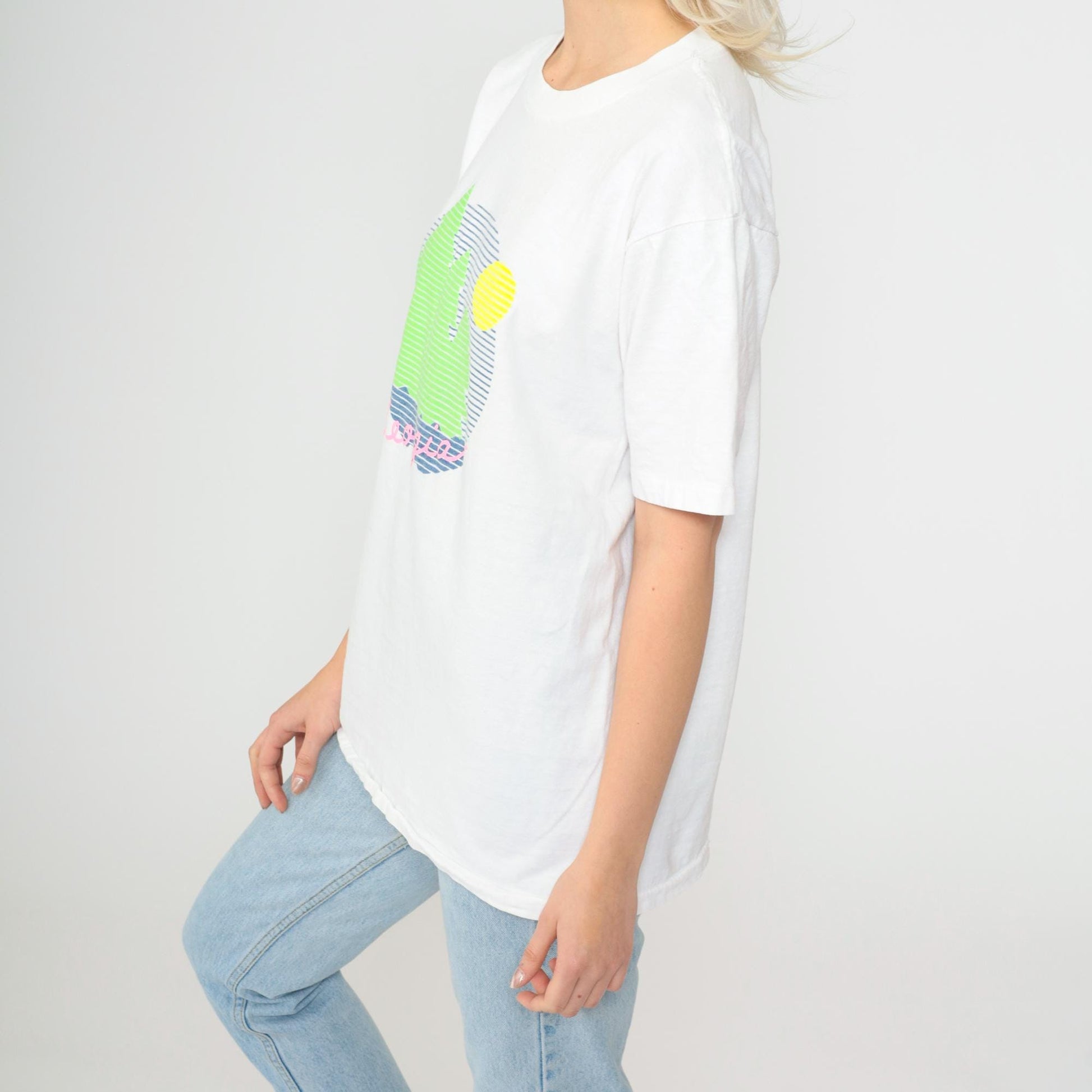 90s Georgia Forest Lake Nature Graphic T-Shirt White Cotton Medium
