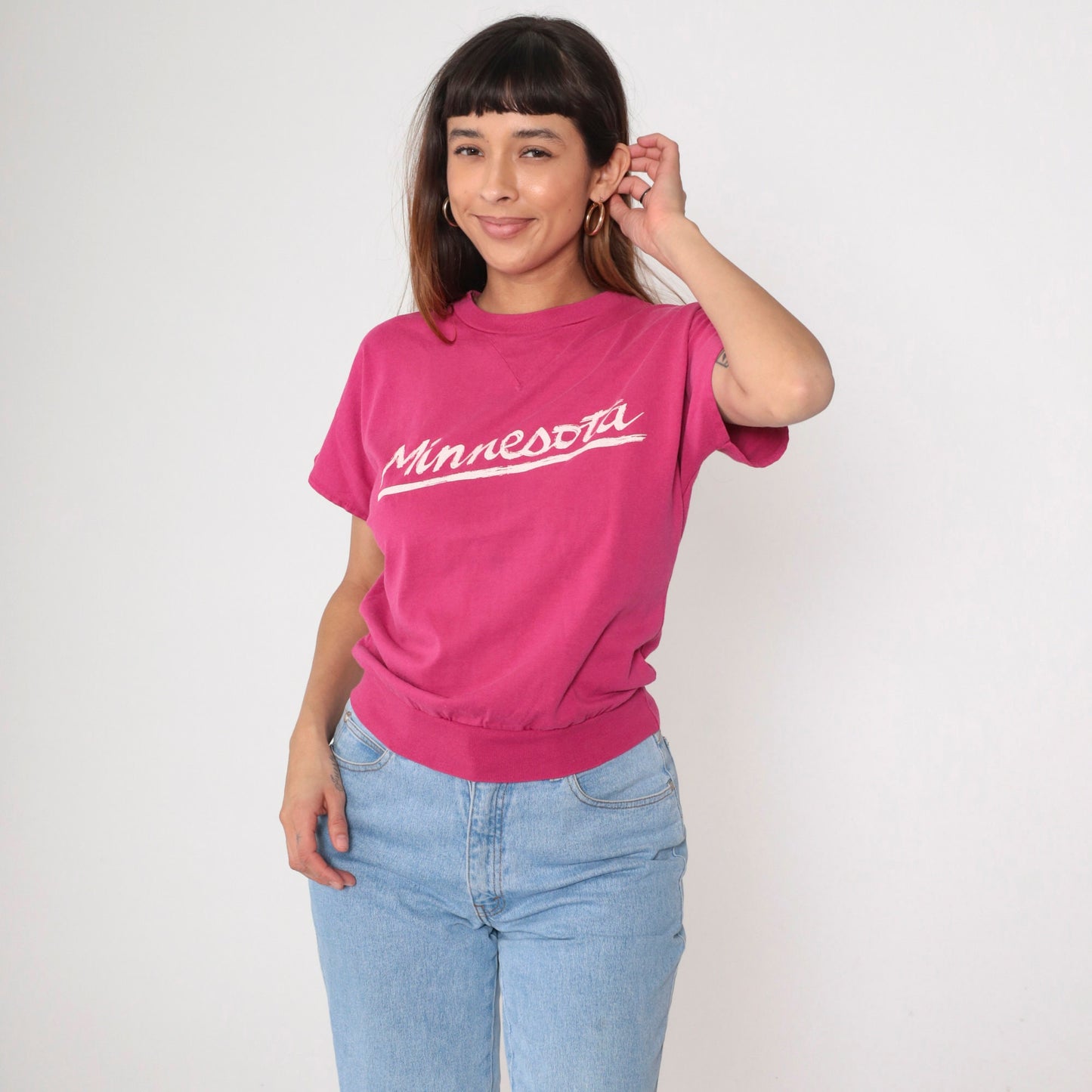 80s Minnesota Collegiate Pacific Graphic T-Shirt Hot Pink Small