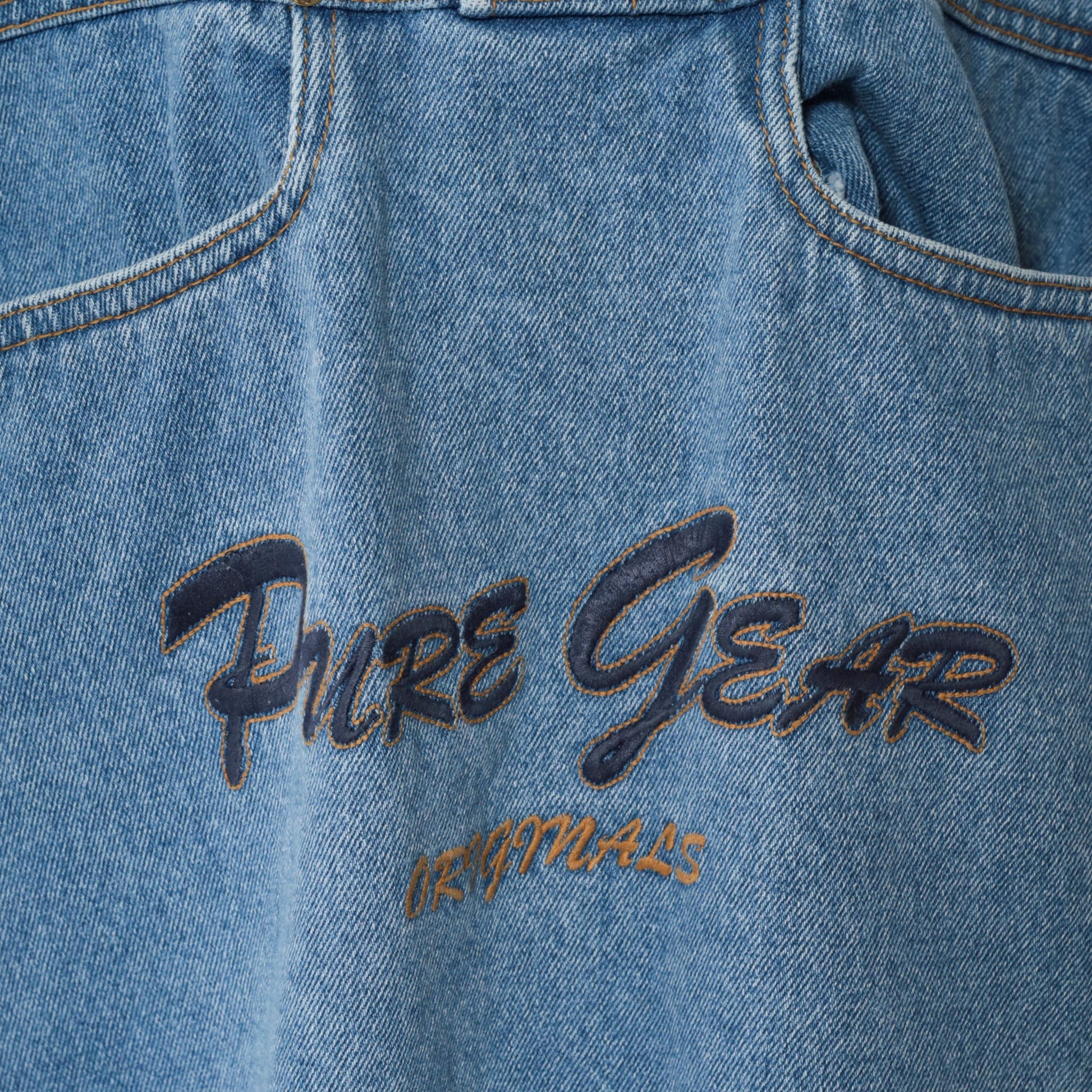 90s Pure Gear Denim Mini Dress Blue Utility Pockets Short Sleeve Extra Large