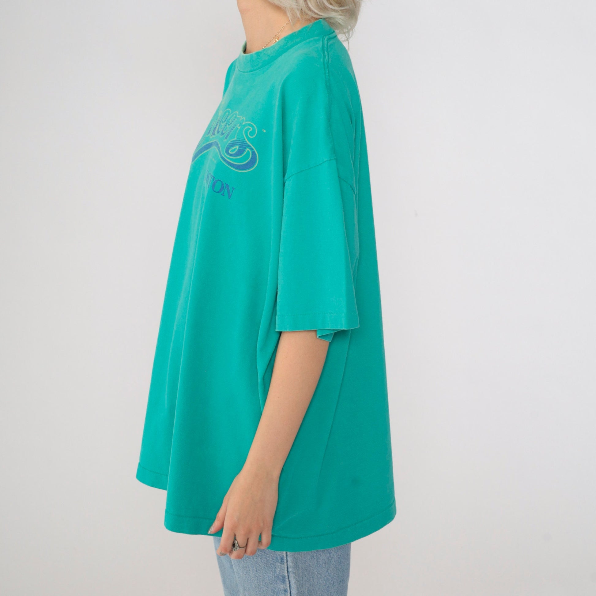 90s Cheers Boston Graphic T-Shirt Turquoise Green Single Stitch Extra Extra Large XXL