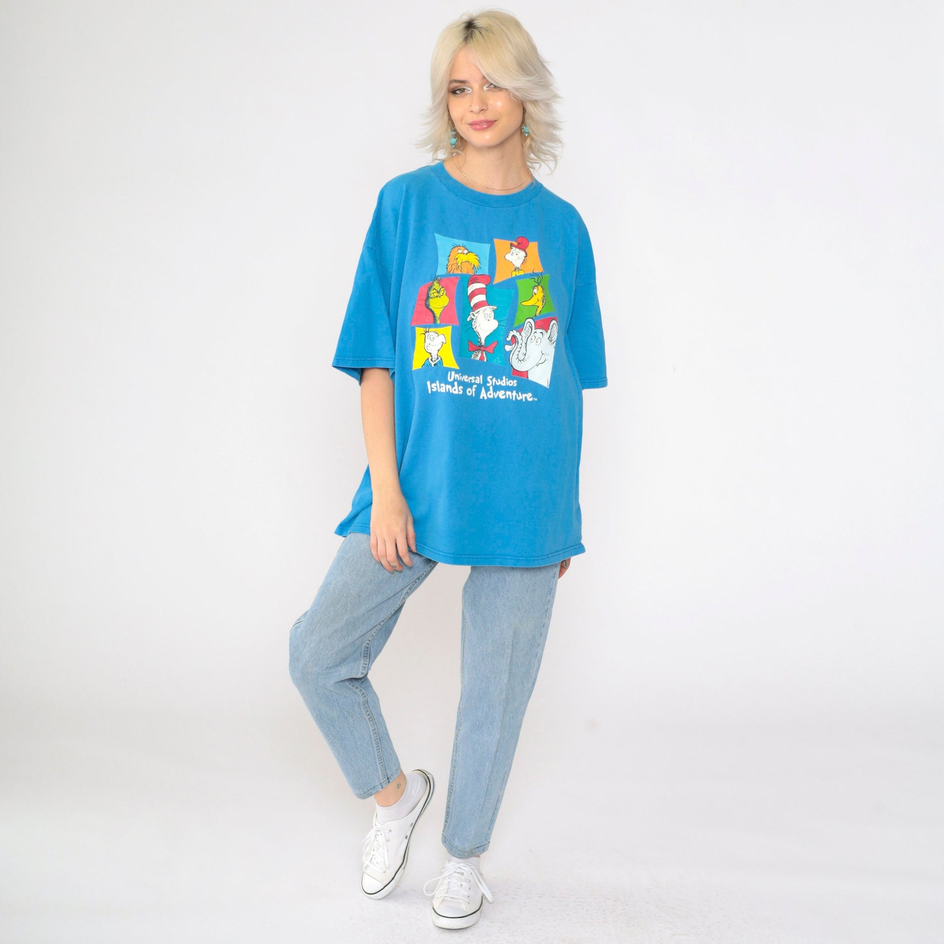 00s Seuss Landing Universal Studios Islands of Adventure Graphic Tee Blue XXL