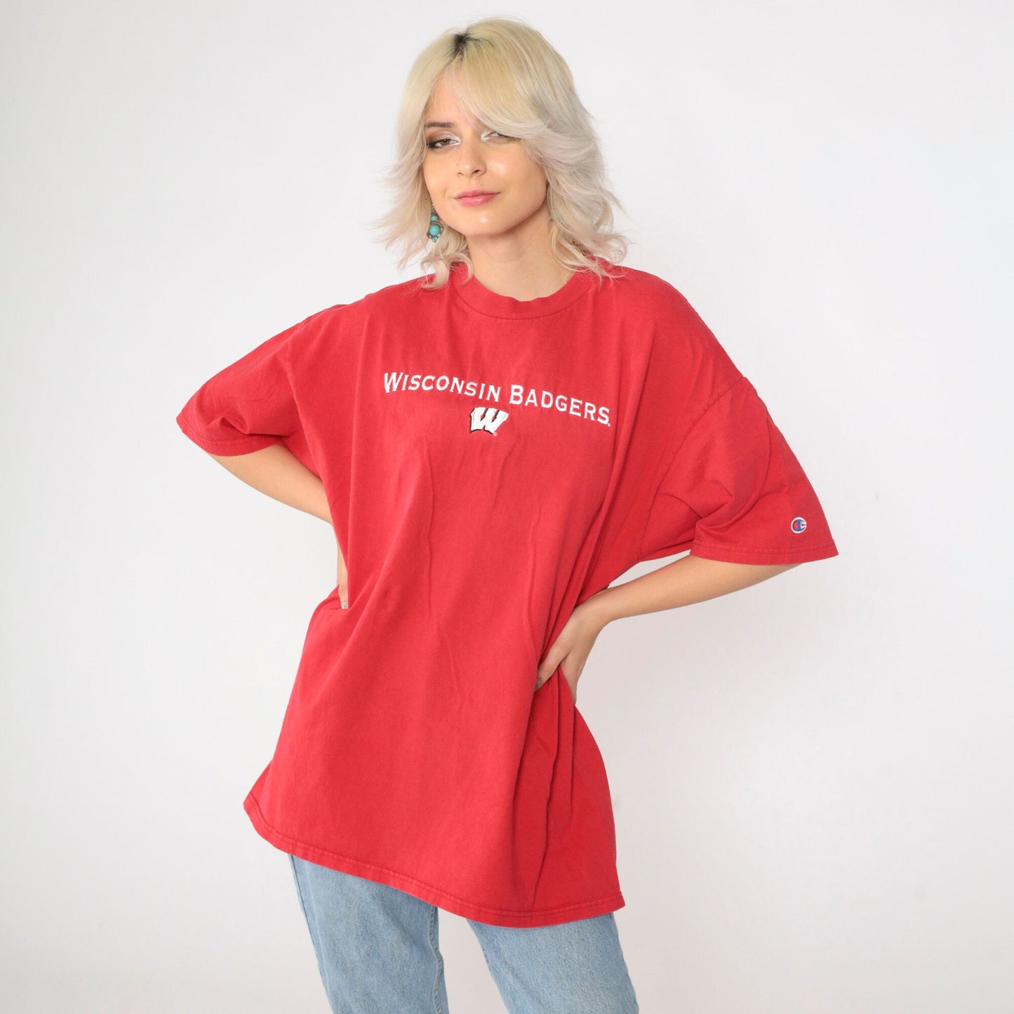 90s Champion Wisconsin Badgers Graphic T-Shirt Red Cotton Extra Large