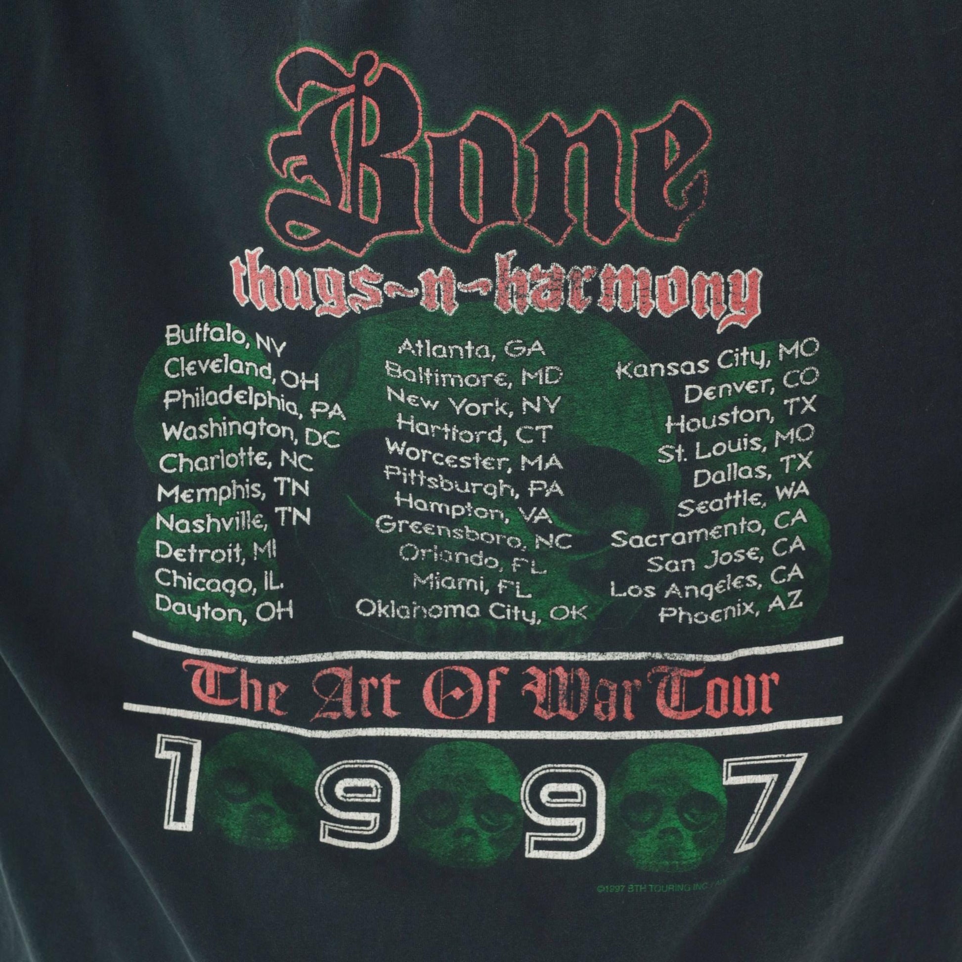 1997 Bone Thugs-N-Harmony Art of War Tour T-Shirt Black Cotton Extra Large XL