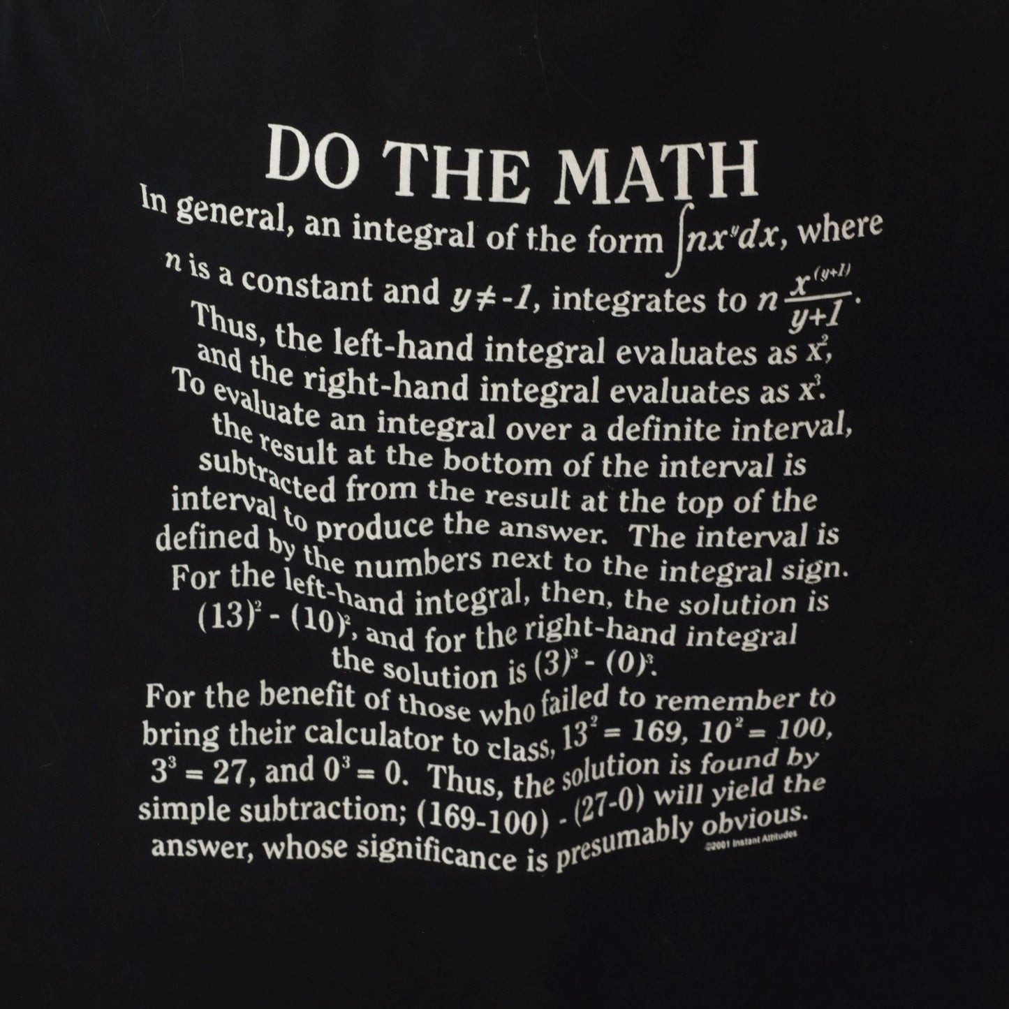 Y2K Math Graphic Tee Black Do The Math Integral Equation Crewneck Extra Large