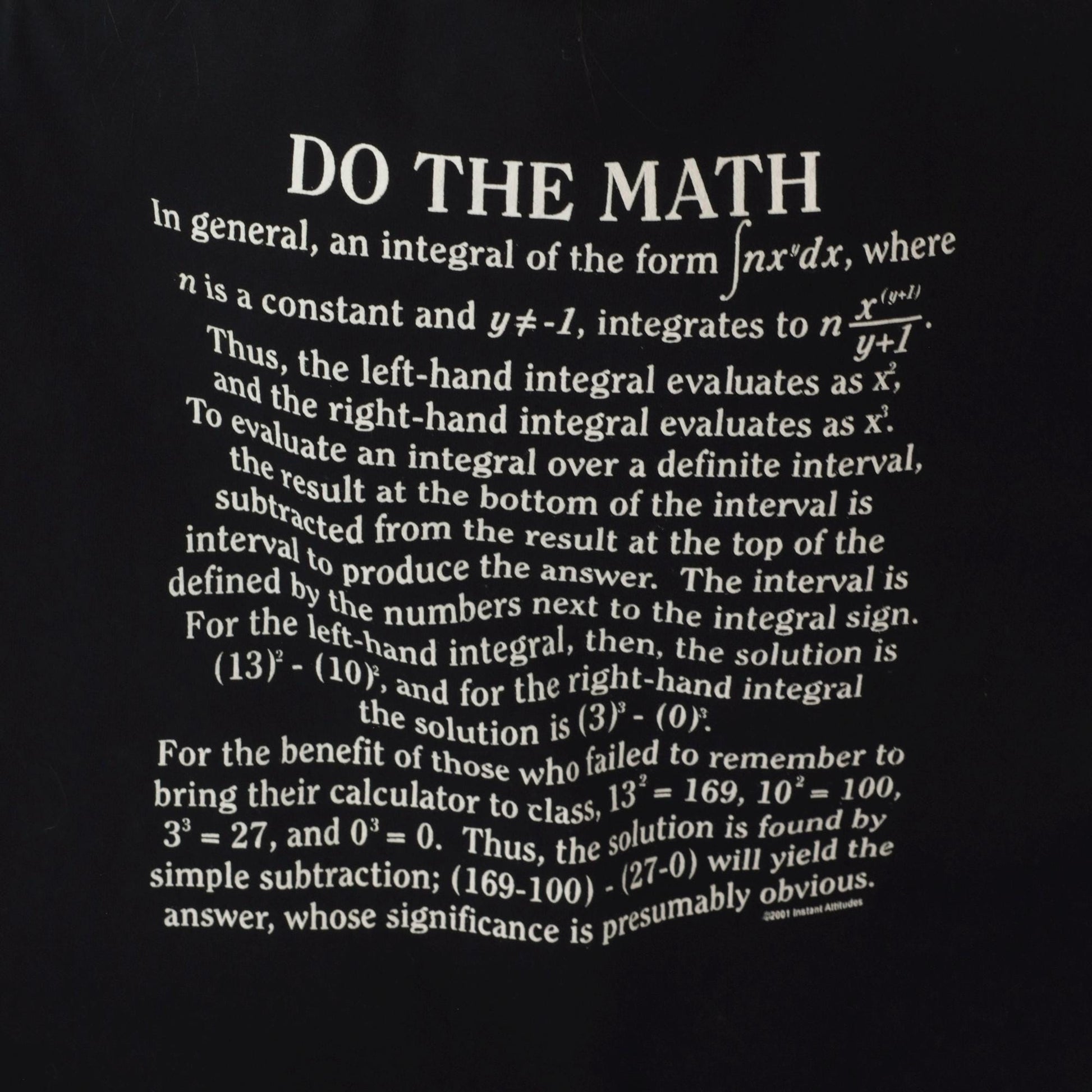 Y2K Math Graphic Tee Black Do The Math Integral Equation Crewneck Extra Large