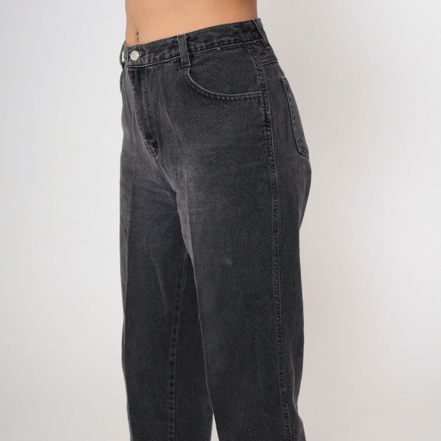 90s Gitano Black Denim High-Rise Tapered Mom Jeans Medium 31