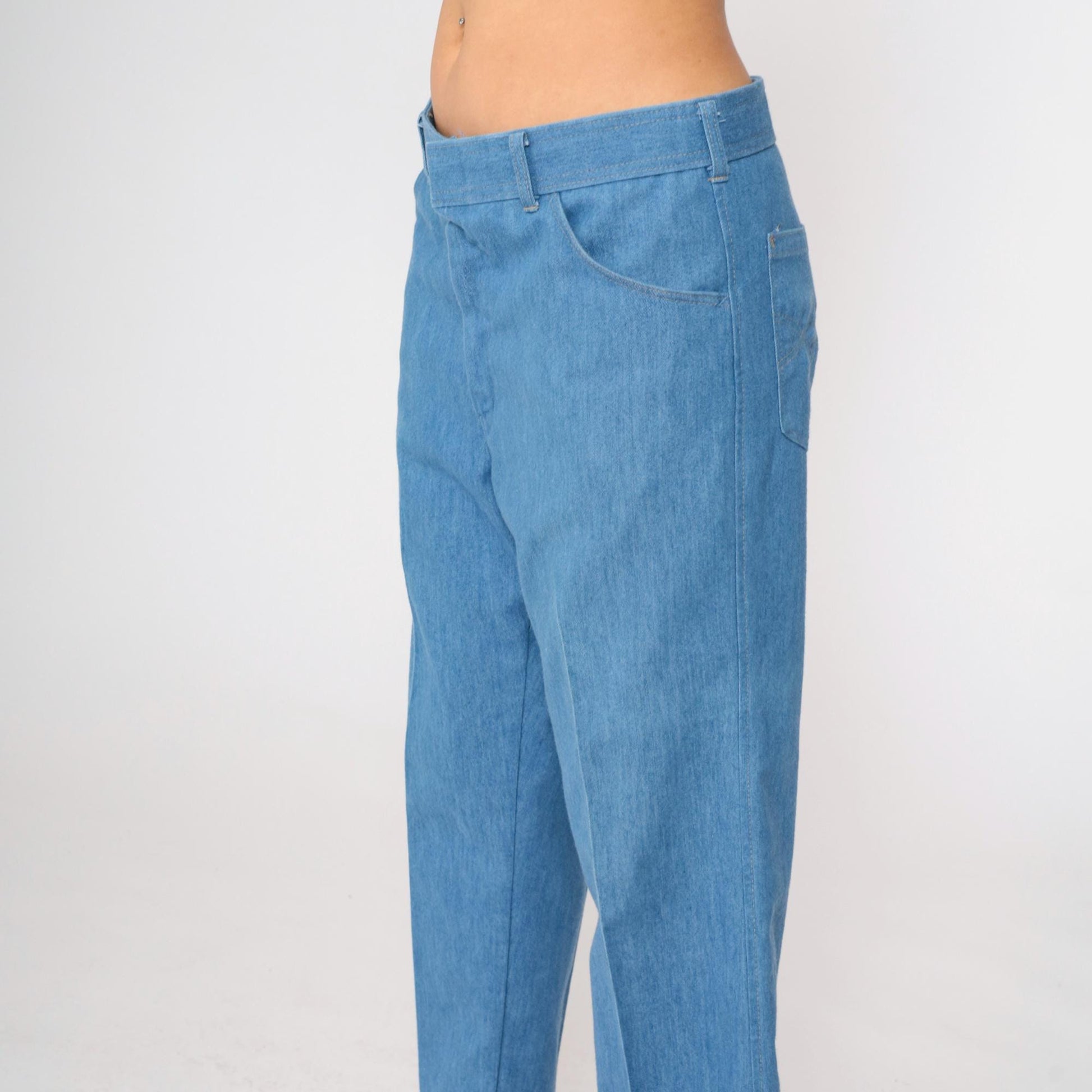 80s Sport Abouts High Waist Straight Leg Cropped Jeans Blue Denim 34x26