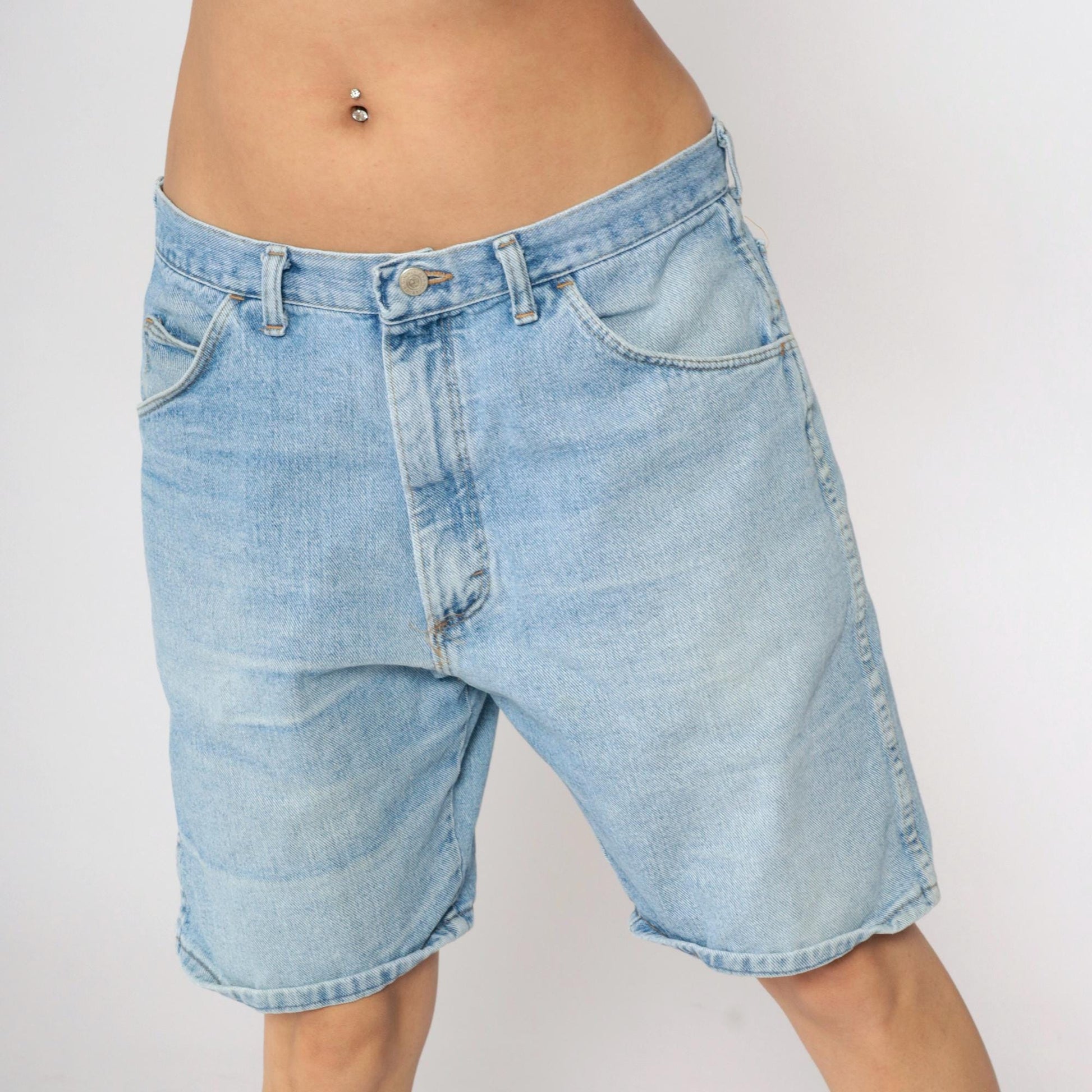 90s Wrangler High Rise Denim Shorts Blue Jean Men's 36