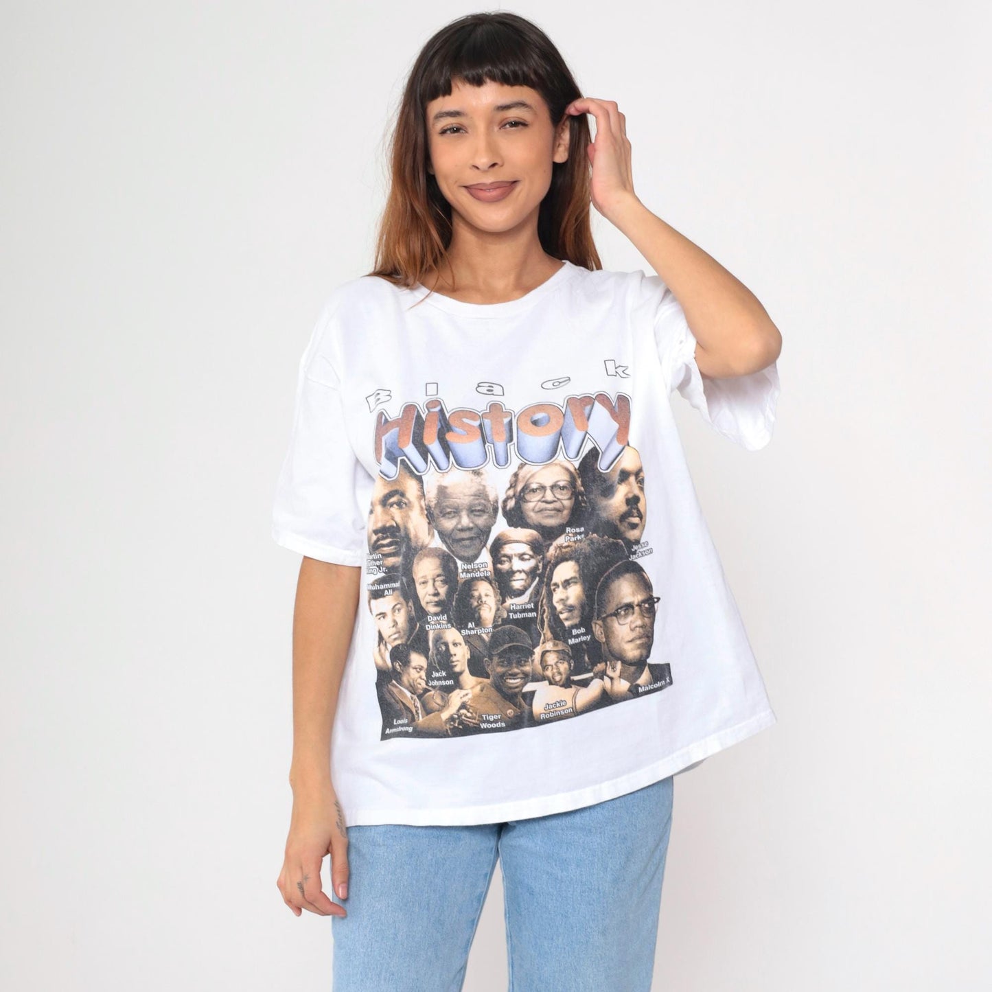90s Black History Graphic T-Shirt Martin Luther King Malcolm X Rosa Parks Nelson Mandela Extra Large