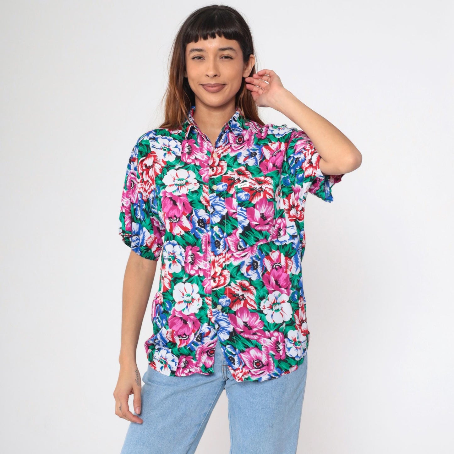 90s Guess by Georges Marciano Floral Button Up Shirt Medium