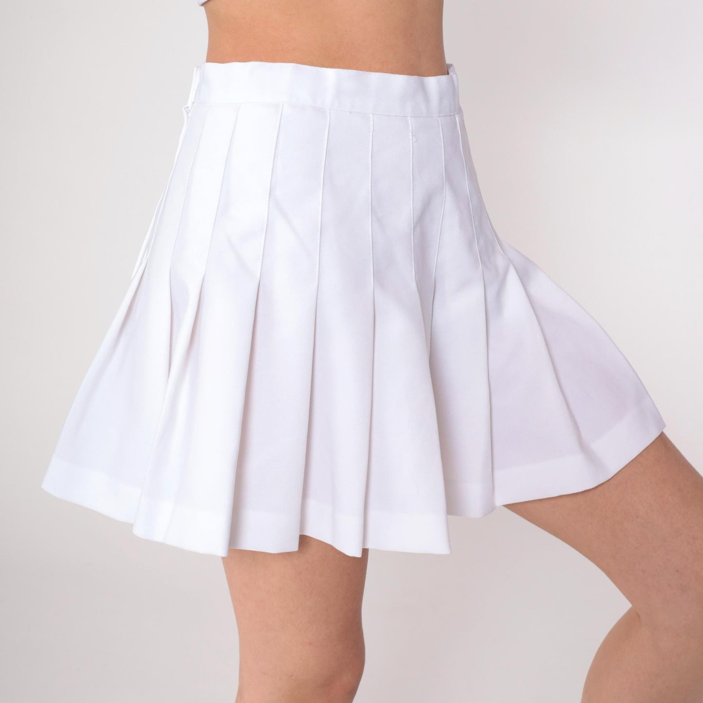 90s Reebok White Pleated Mini Skirt High Waist Side Zip Small
