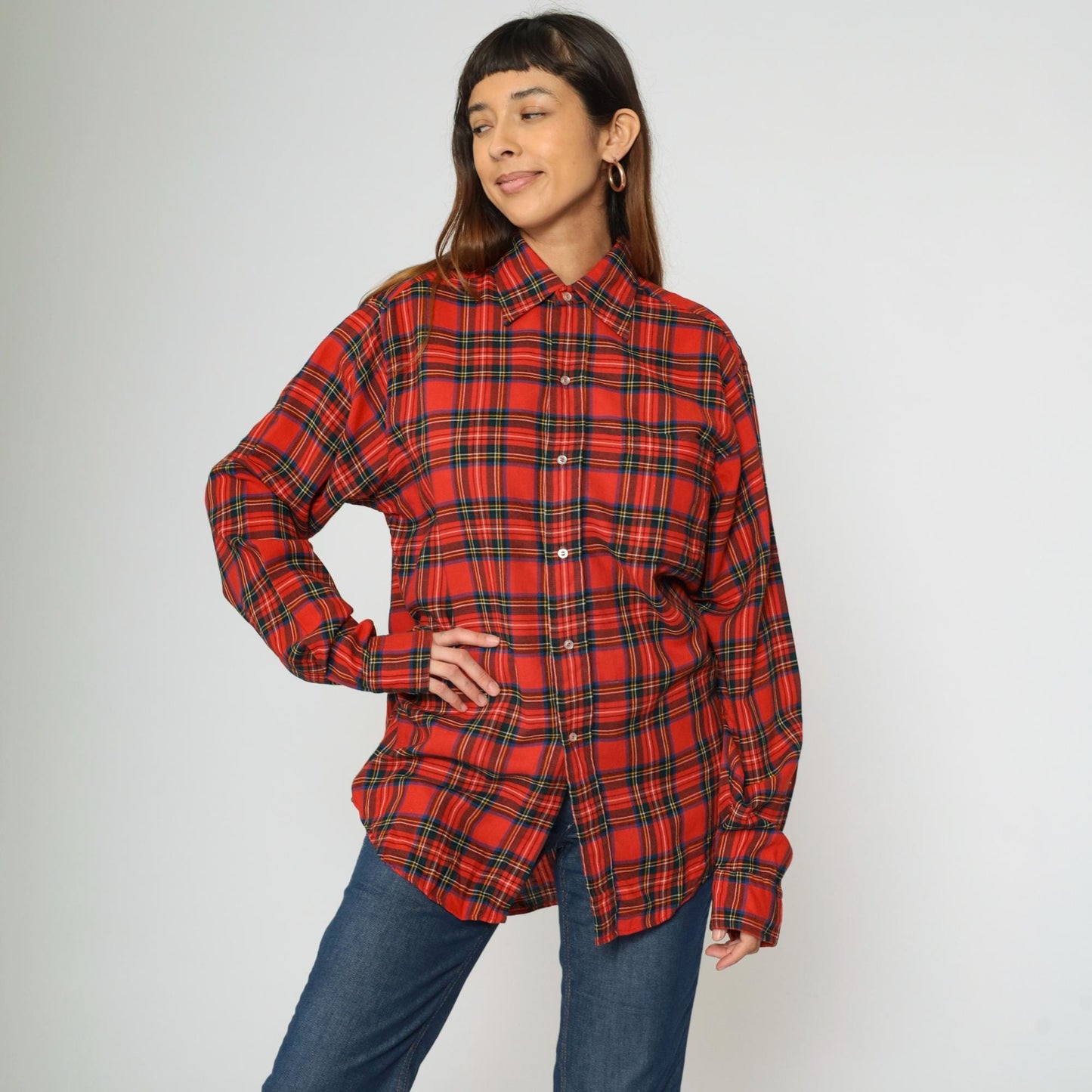 80s Brooks Brothers Red Plaid Wool Blend Button-Up Shirt Extra Large XL