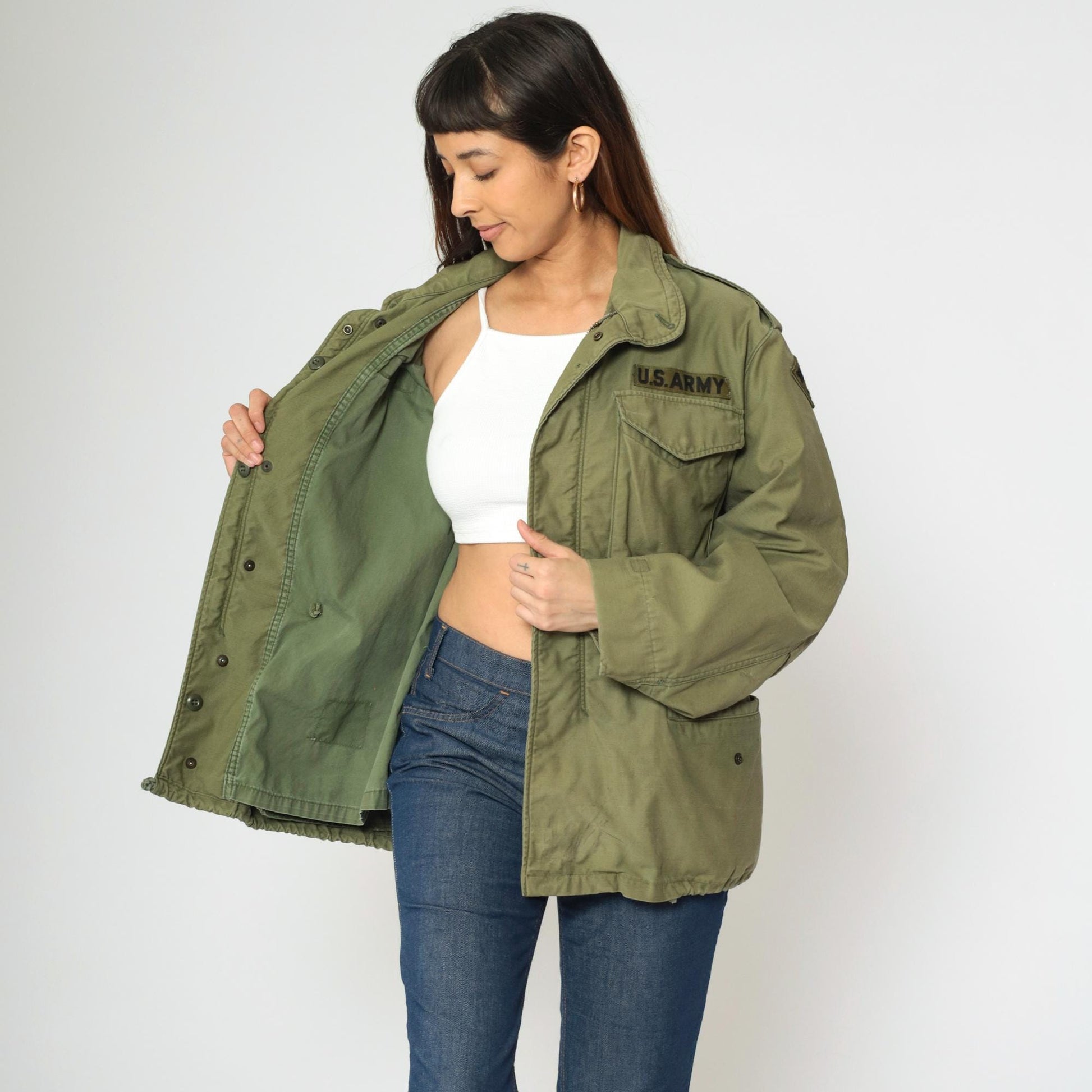1960s U.S. Army M-65 Field Jacket Vietnam Era 1st Signal Brigade Olive Drab Medium
