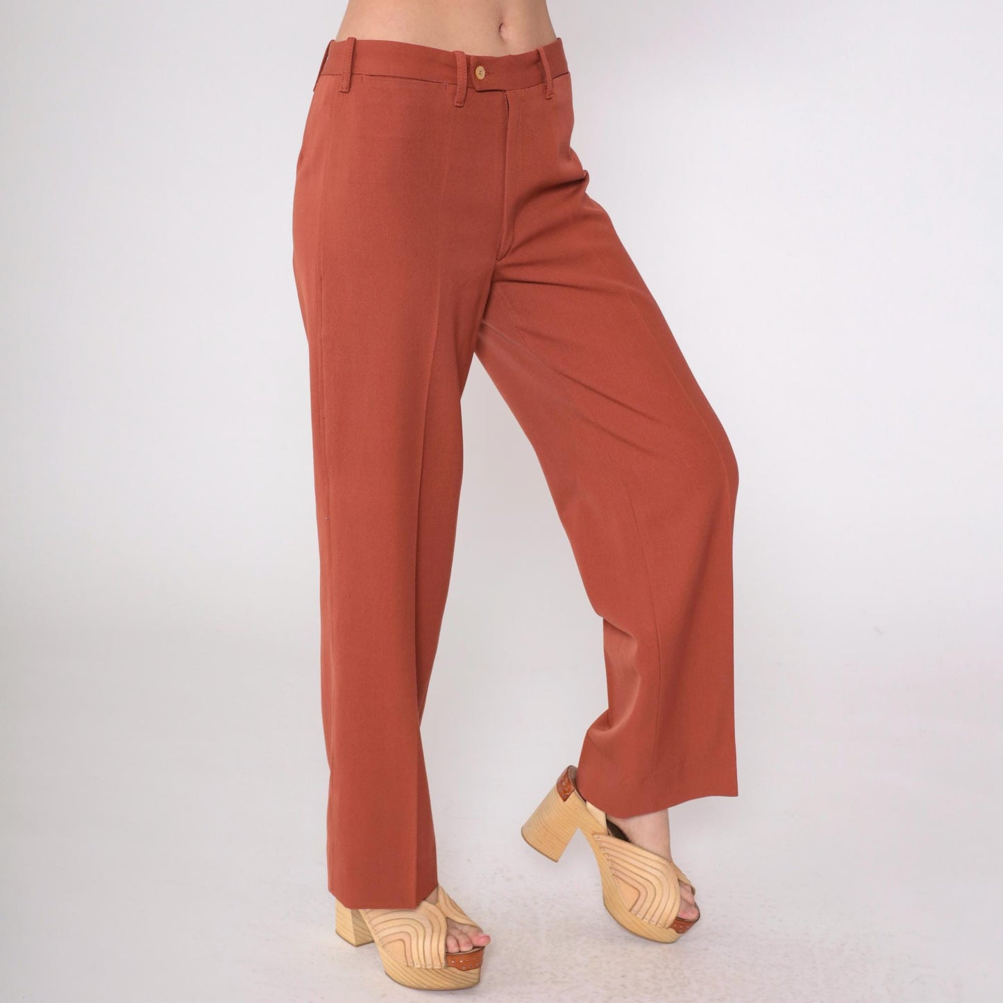 70s Terra Cotta High-Rise Straight Leg Trousers Small