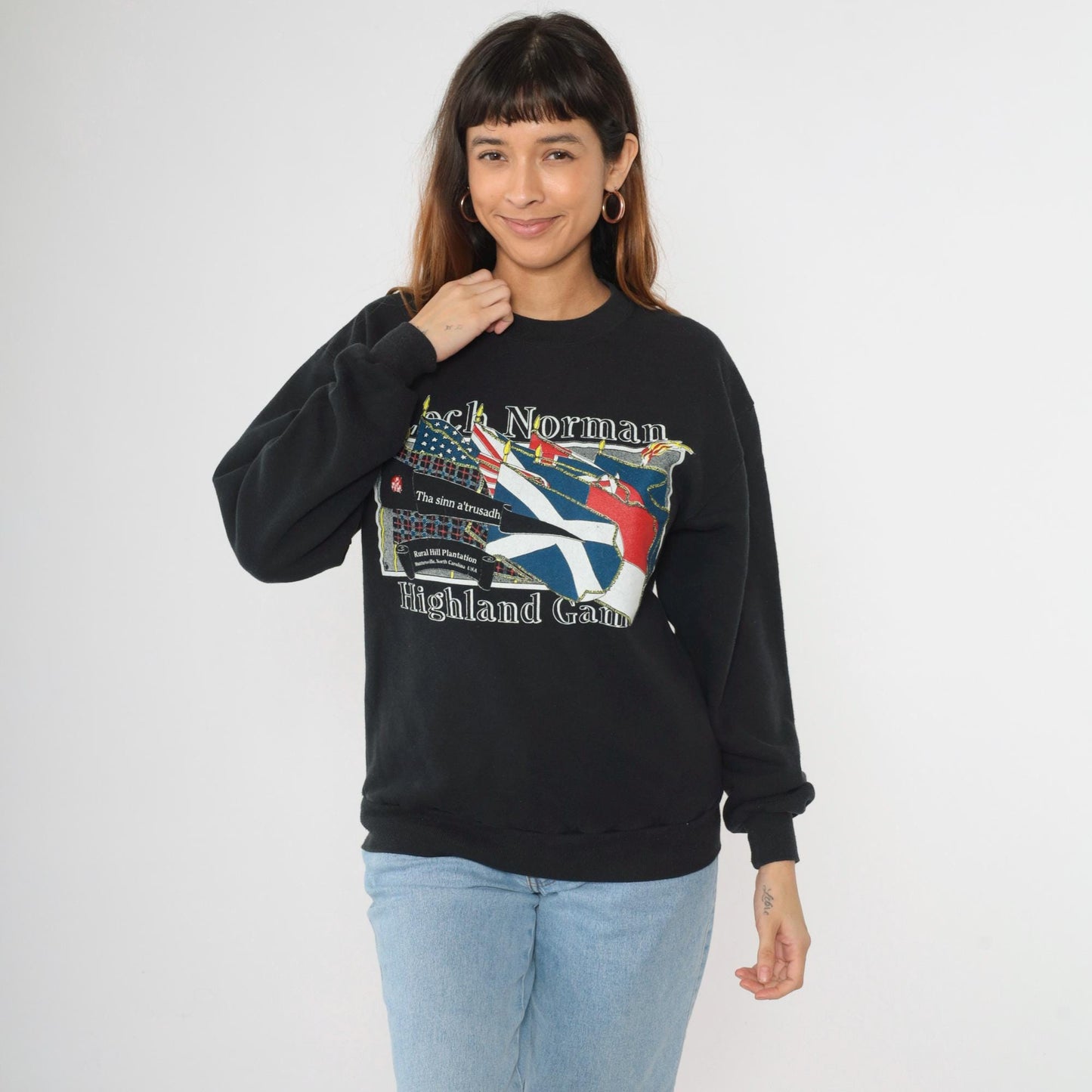 90s Loch Norman Highland Games Sweatshirt North Carolina Black Crewneck Medium