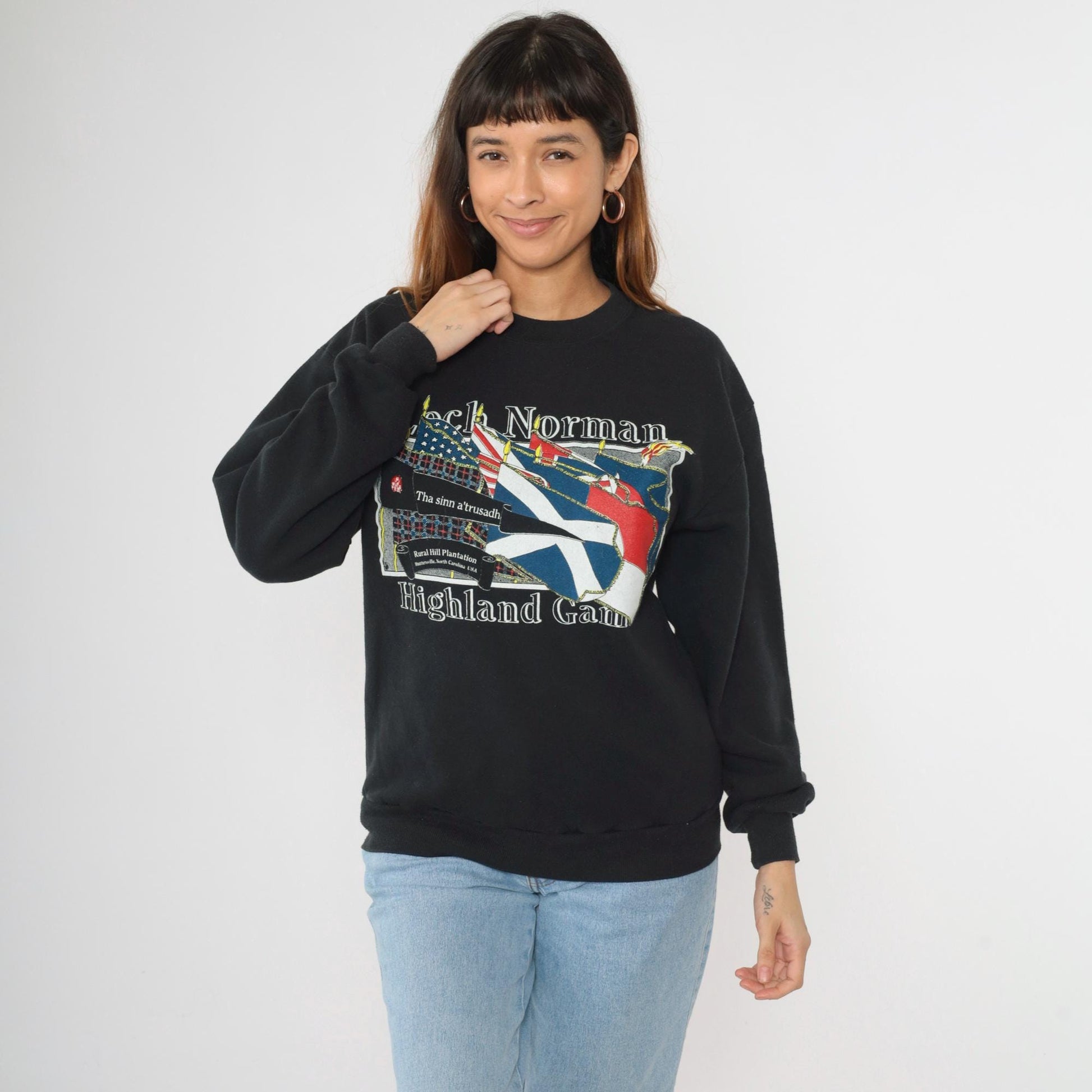 90s Loch Norman Highland Games Sweatshirt North Carolina Black Crewneck Medium