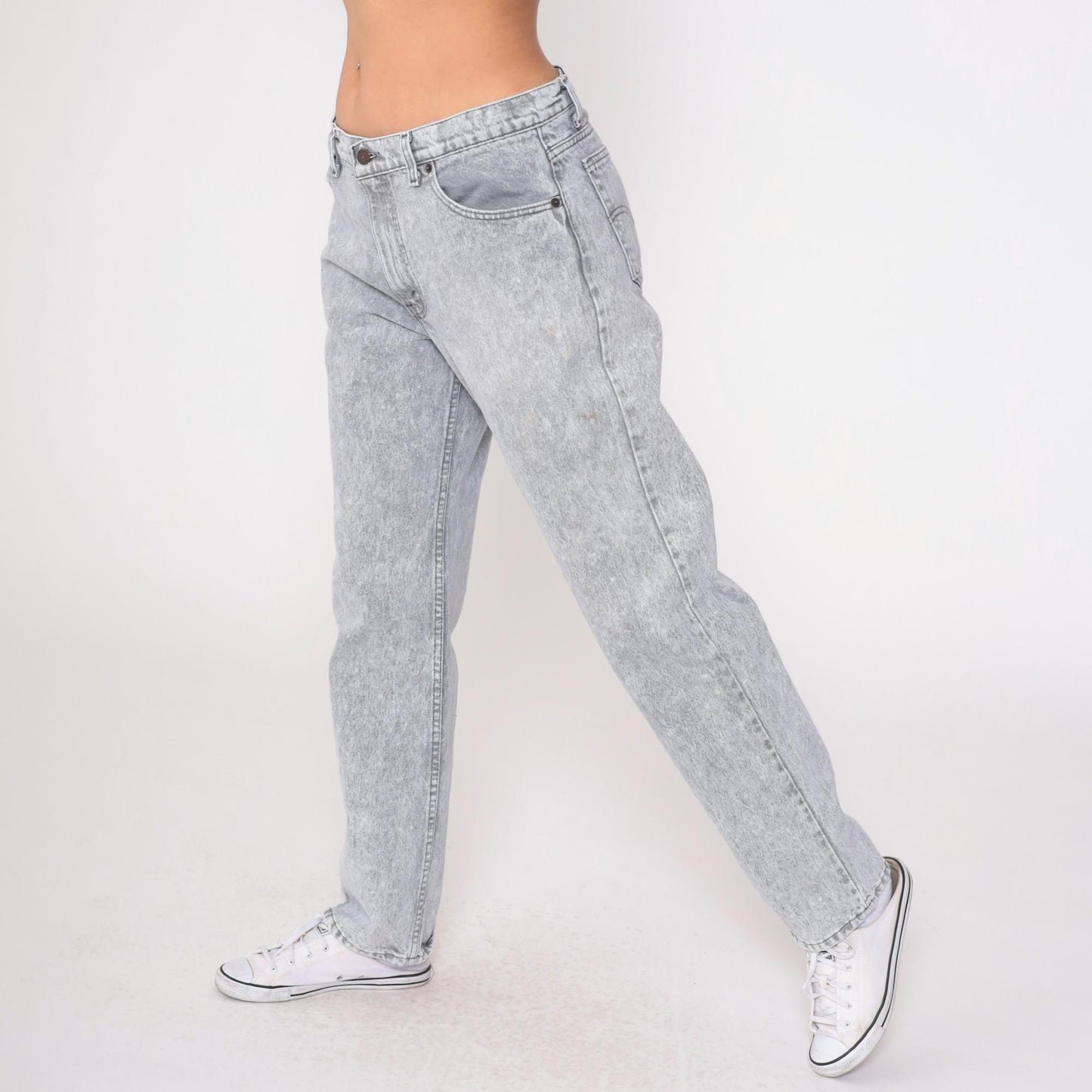 90s Levi's 506 Acid Wash Grey High-Rise Straight Jeans 36x32