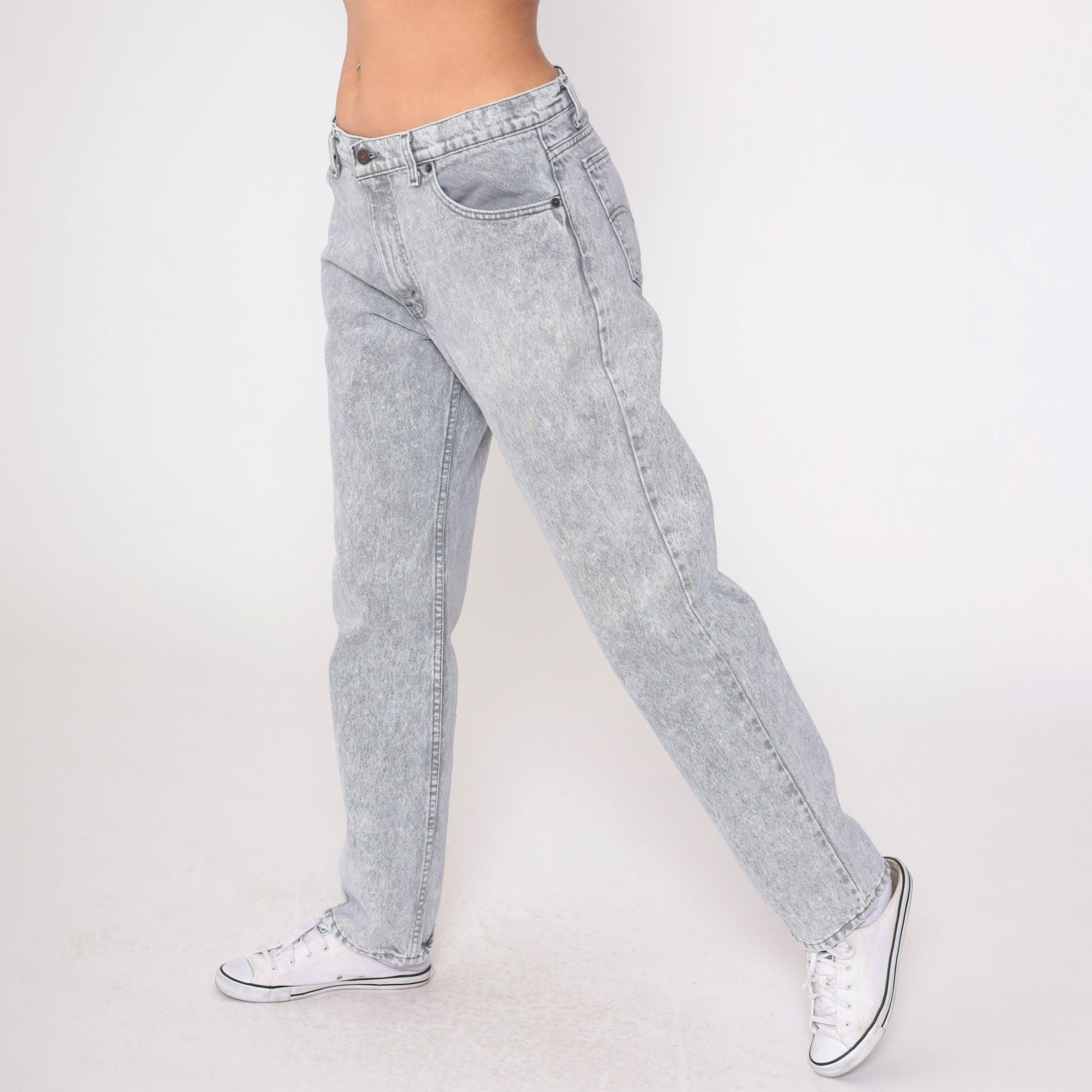 90s Levi's 506 Acid Wash Grey High-Rise Straight Jeans 36x32