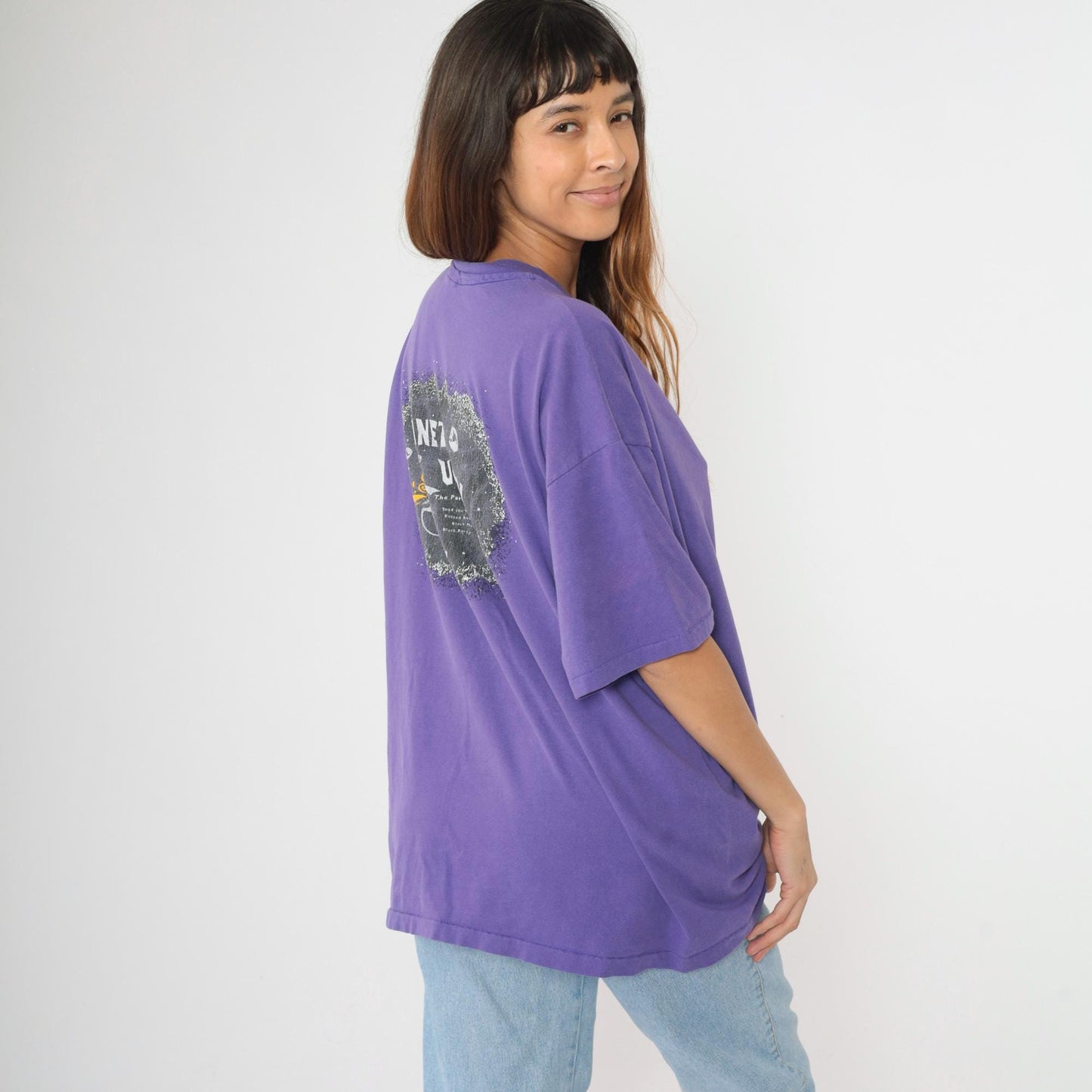 1995 UConn Spring Weekend Planet Graphic T-Shirt Purple Cotton XXL
