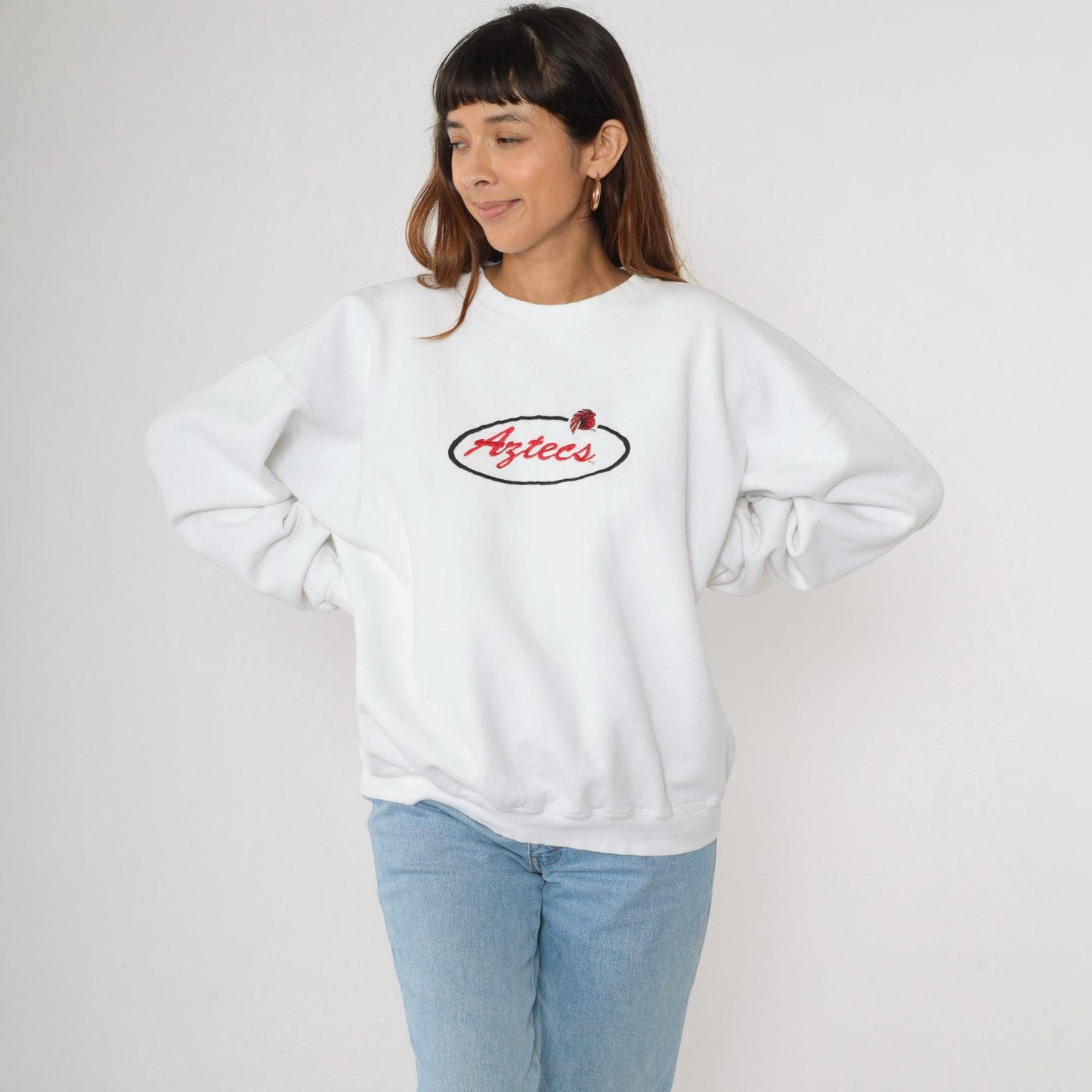 90s SDSU Aztecs San Diego State University Sweatshirt White Graphic Crewneck Extra Large XL