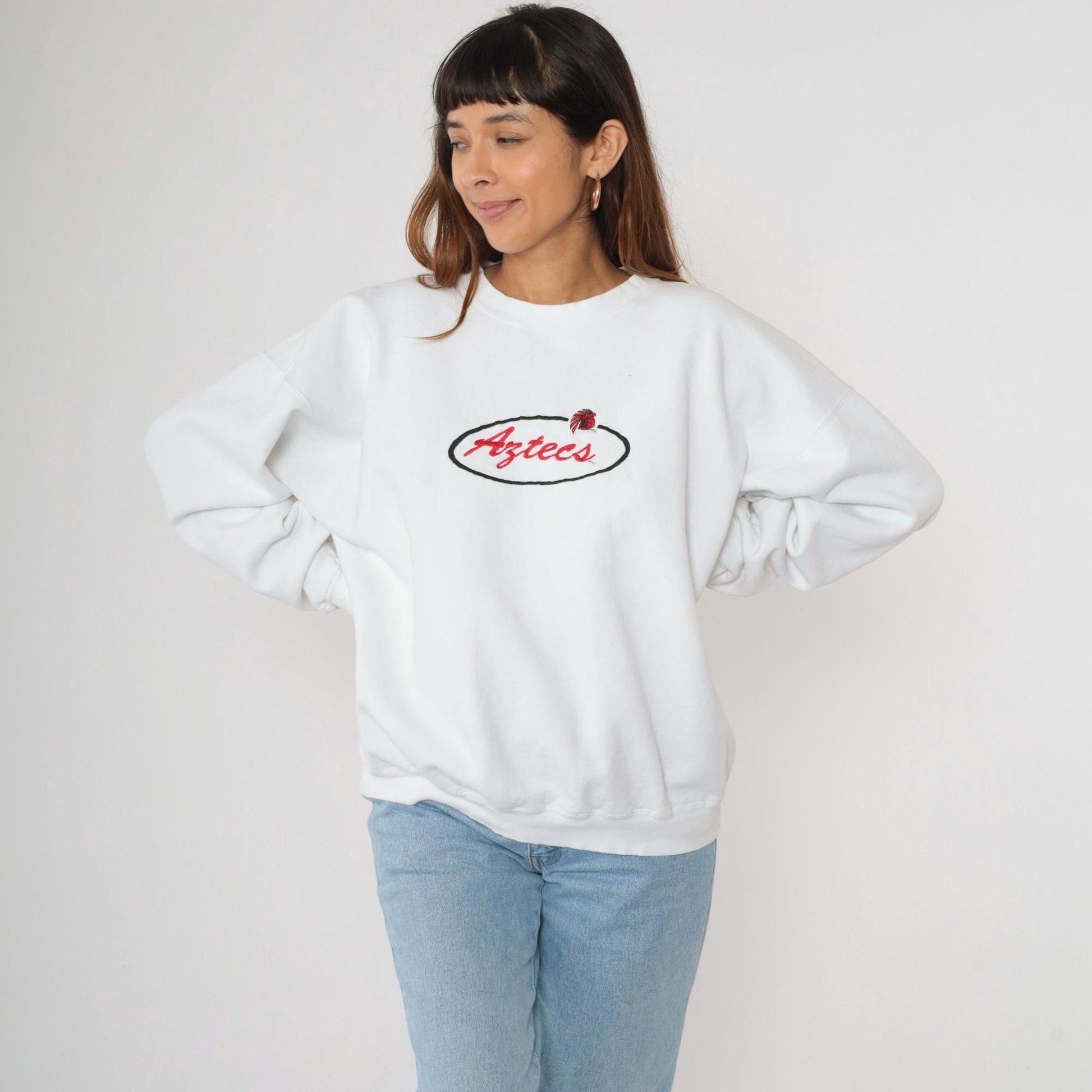 90s SDSU Aztecs San Diego State University Sweatshirt White Graphic Crewneck Extra Large XL