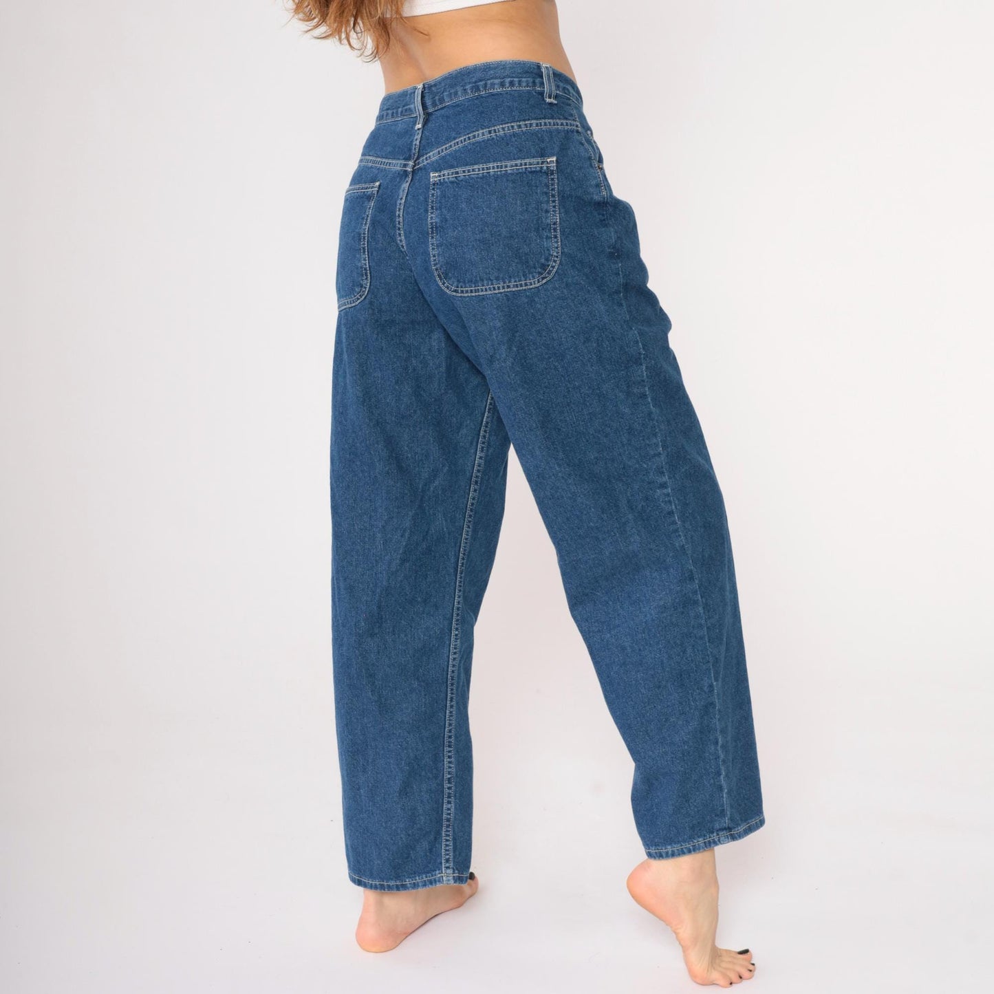 Y2K Old Navy High Waist Straight Leg Ankle Jeans Blue Denim Large 12