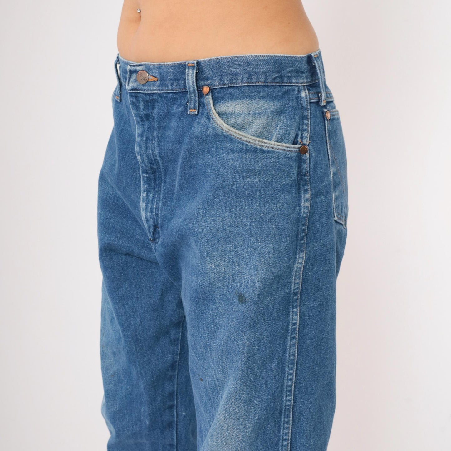 90s Wrangler Straight Leg High Rise Jeans Blue Denim Men's 36x34