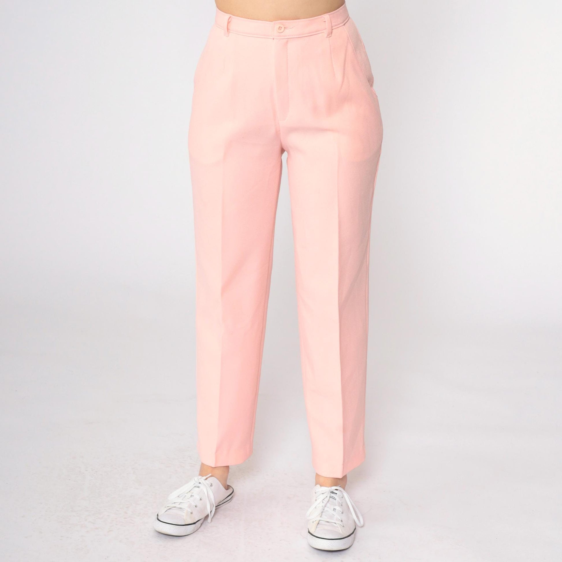 80s Levi's Bend Over Pink High-Waist Straight Leg Trousers Small