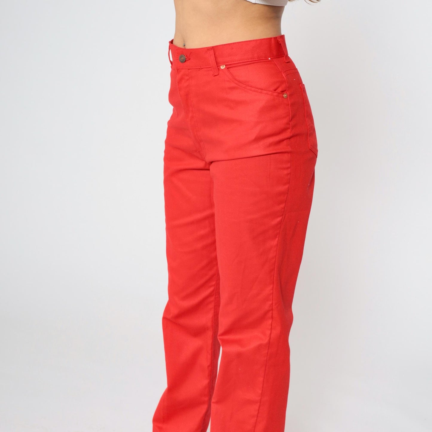 80s Levi's Red High-Waist Straight Leg Trousers Medium